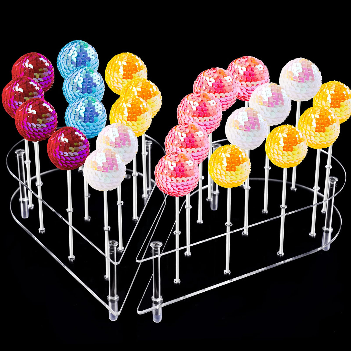 Nihome Cake Pop Stand Non Sticking Out, 24 Holes Acrylic Cake Pop Holder, Lollipop Cakepopsical Stand For Wedding Birthday Party