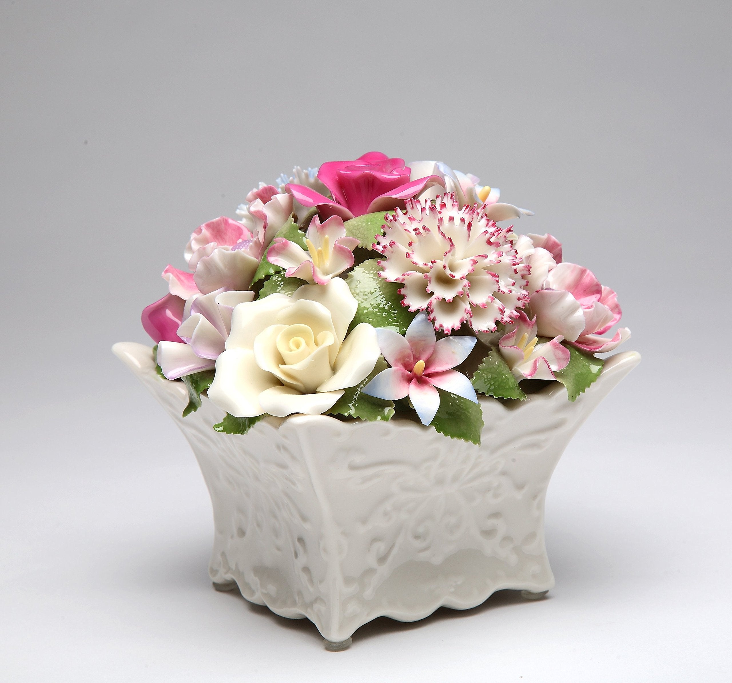 Cosmos Gifts 80085 Fine Porcelain Flower Bouquet with Music Box Figurine (Music Tune: Edelweiss), 5-1/2