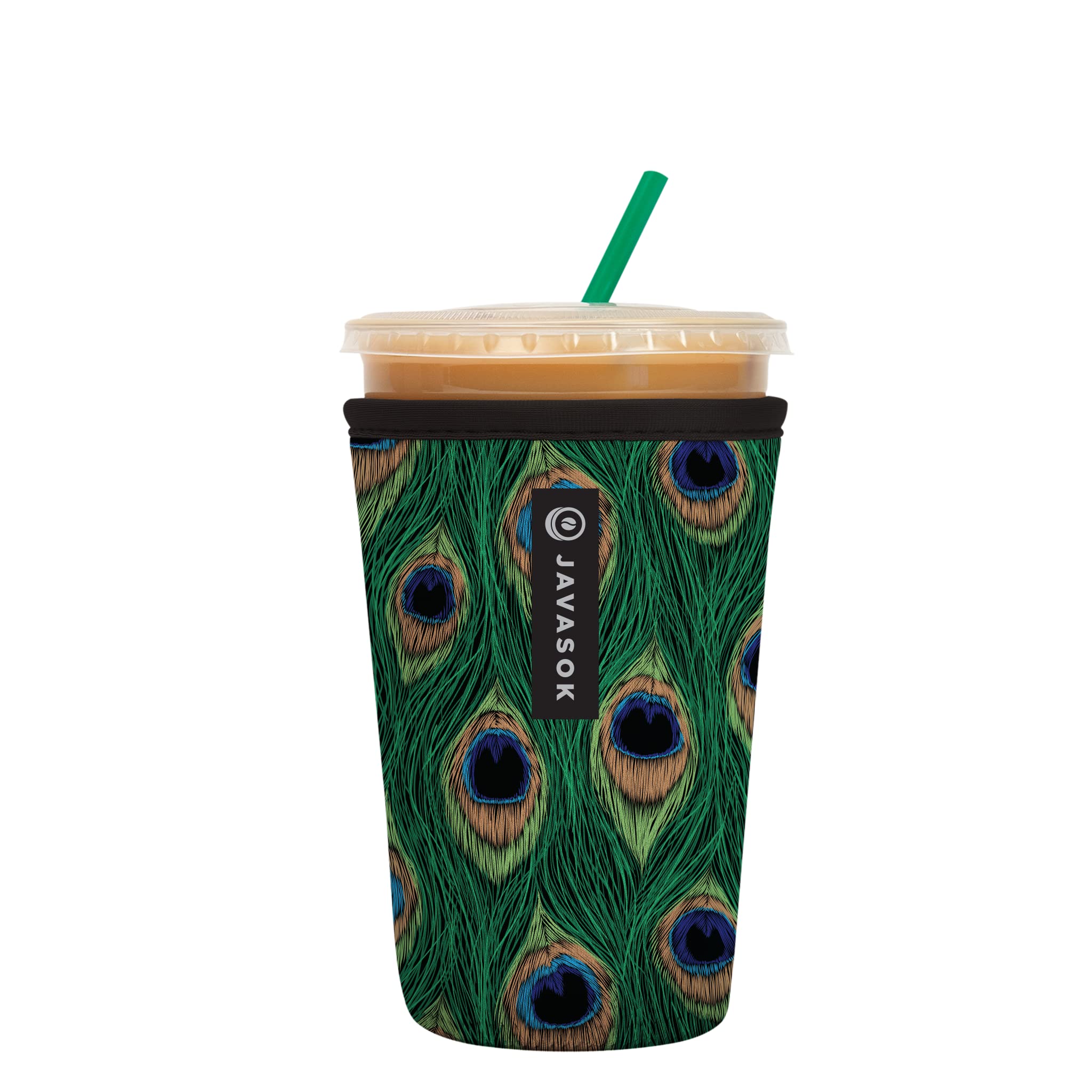 Sok It Java Sok Iced Coffee & Cold Soda Insulated Neoprene Cup Sleeve (Peacock, Medium: 22-28oz)