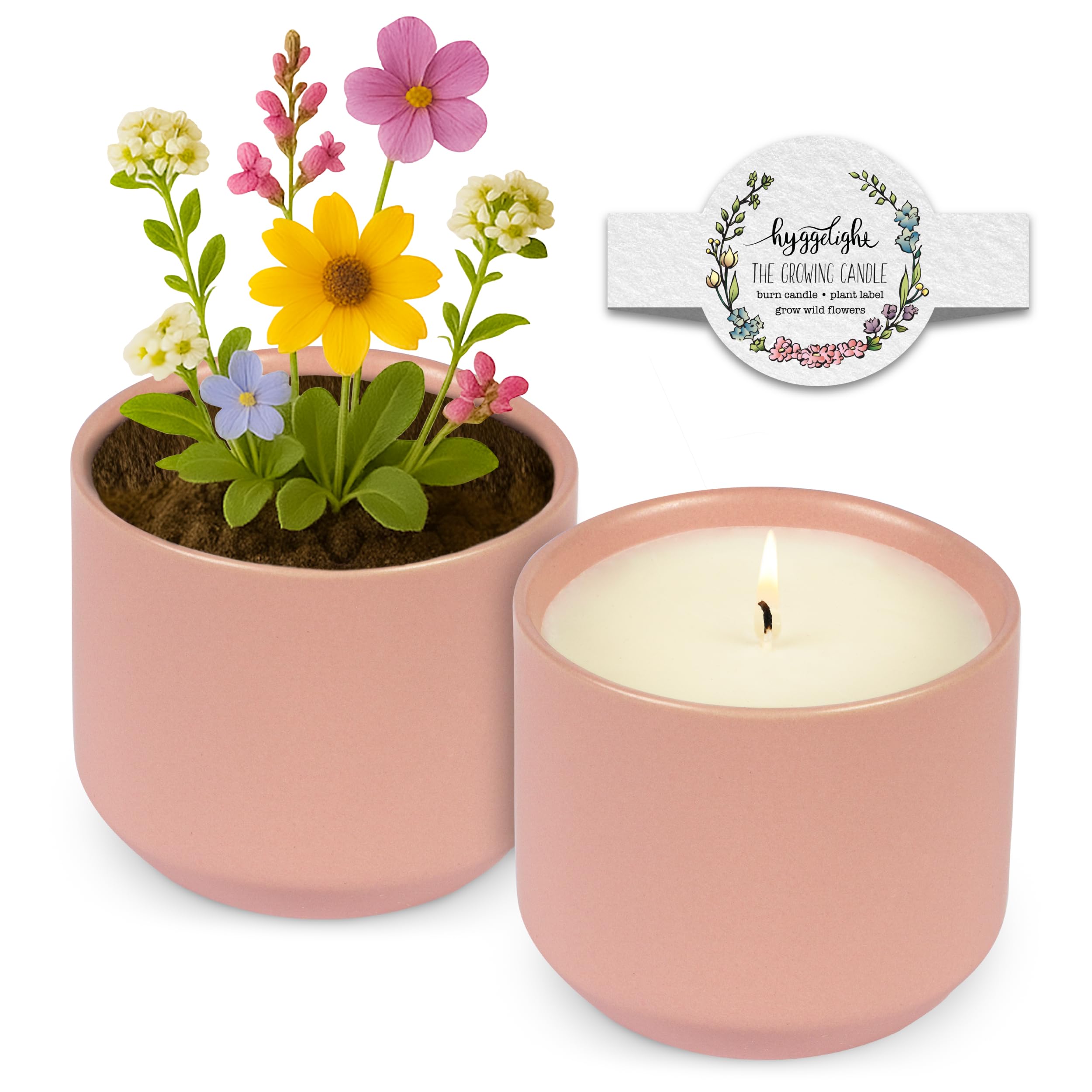 The Growing Candle, from Flame to Flower, Lilac Scented, Non-Toxic, 100% Soy Wax, Indoor Wildflower Garden, Aromatherapy Gift fo