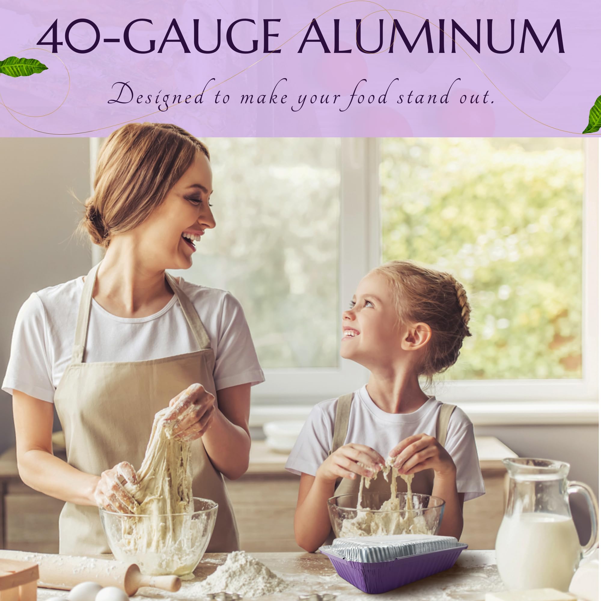 Kitchendance Colored Shallow Take Out Pans With Plastic Lid - 1.5 Pounds Food Storage Aluminum Foil Baking Pan - Aluminum Pans P