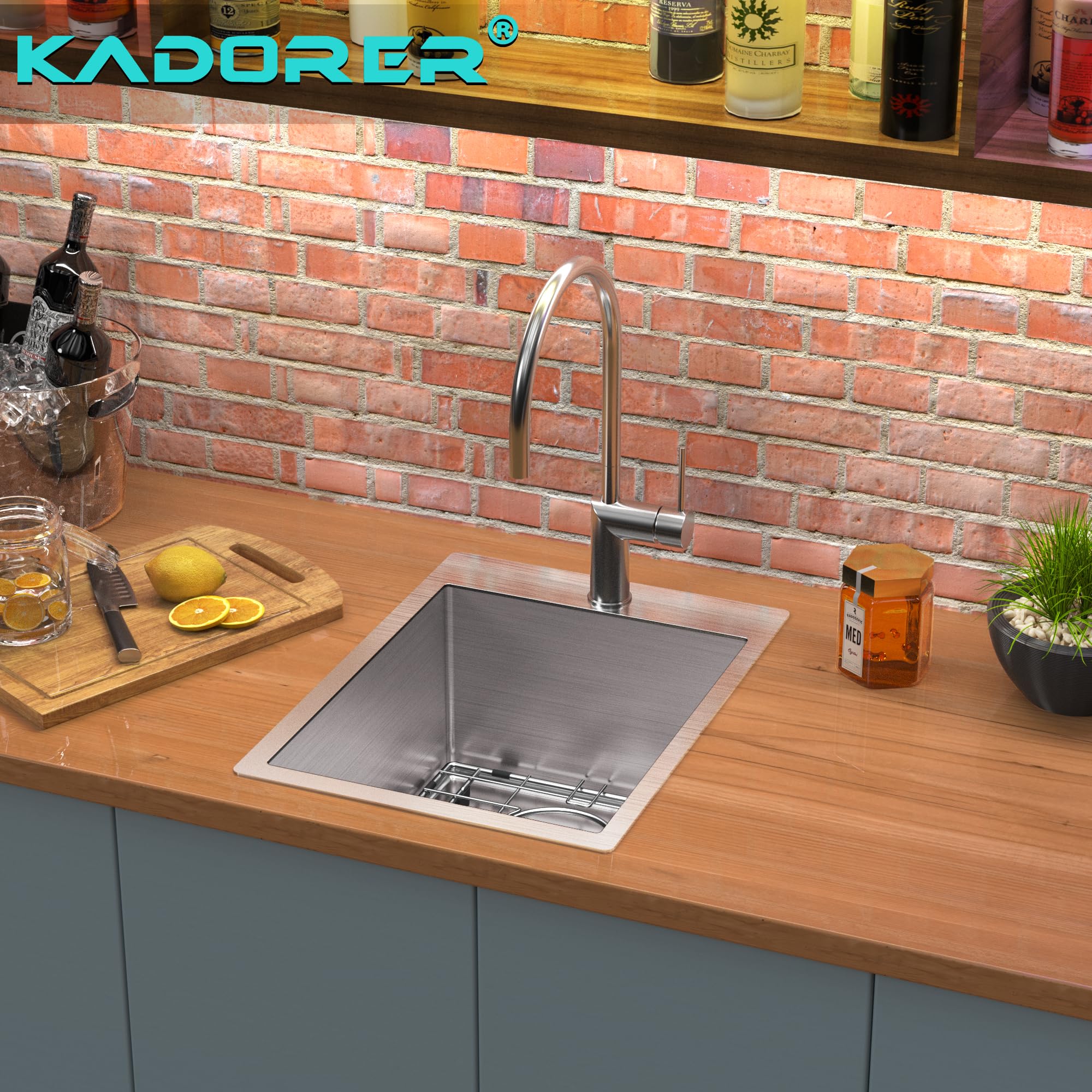 15 X 20 Inch Drop In Kitchen Bar Sink, Small Kitchen Sink Single Bowl Topmount Bar Prep Sink 18 Gauge Stainless Steel Bar Sink W