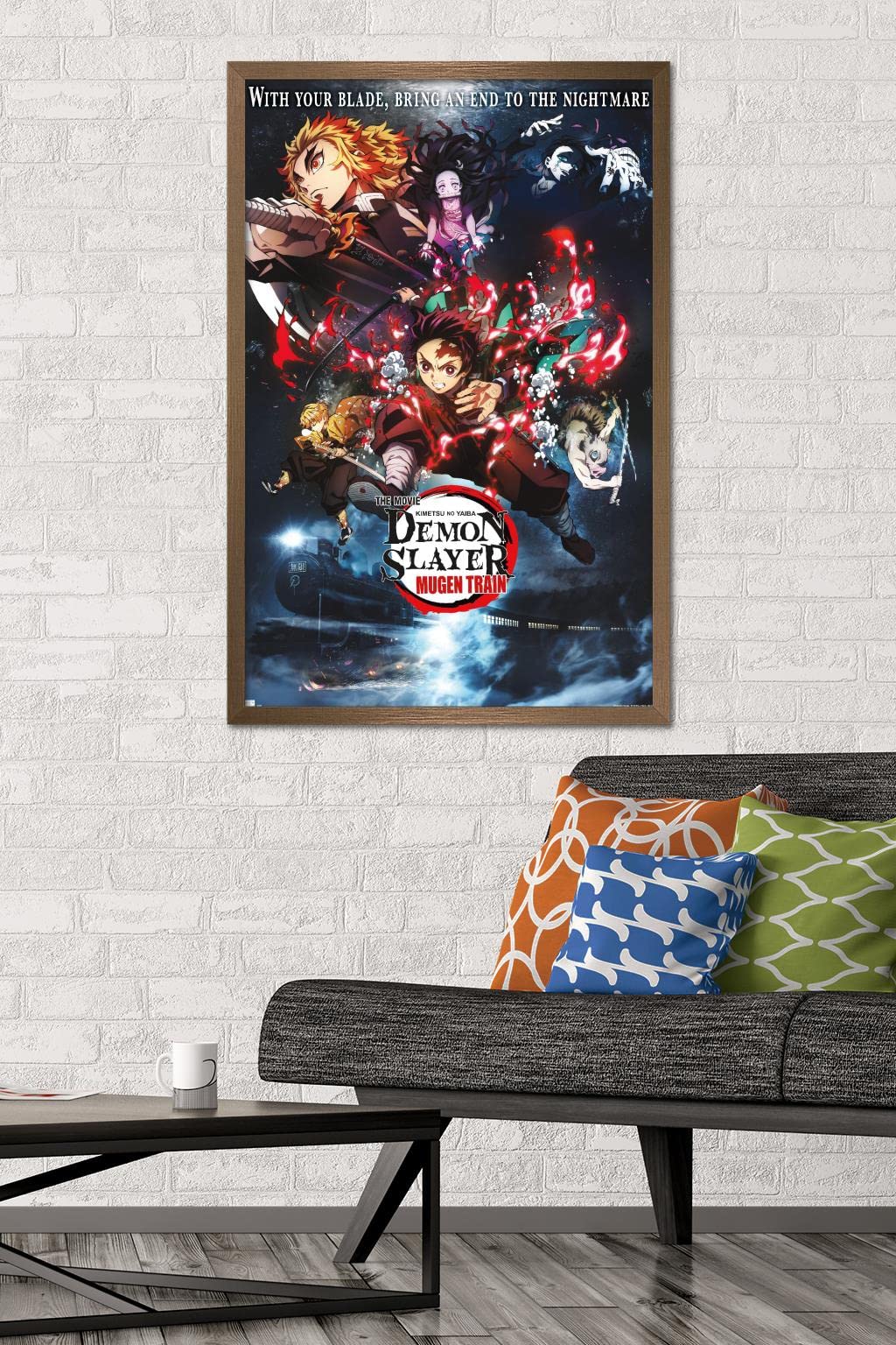 Trends International Demon Slayer: Mugen Train - Collage One Sheet Wall Poster, 22.375'' X 34'', Bronze Framed Version