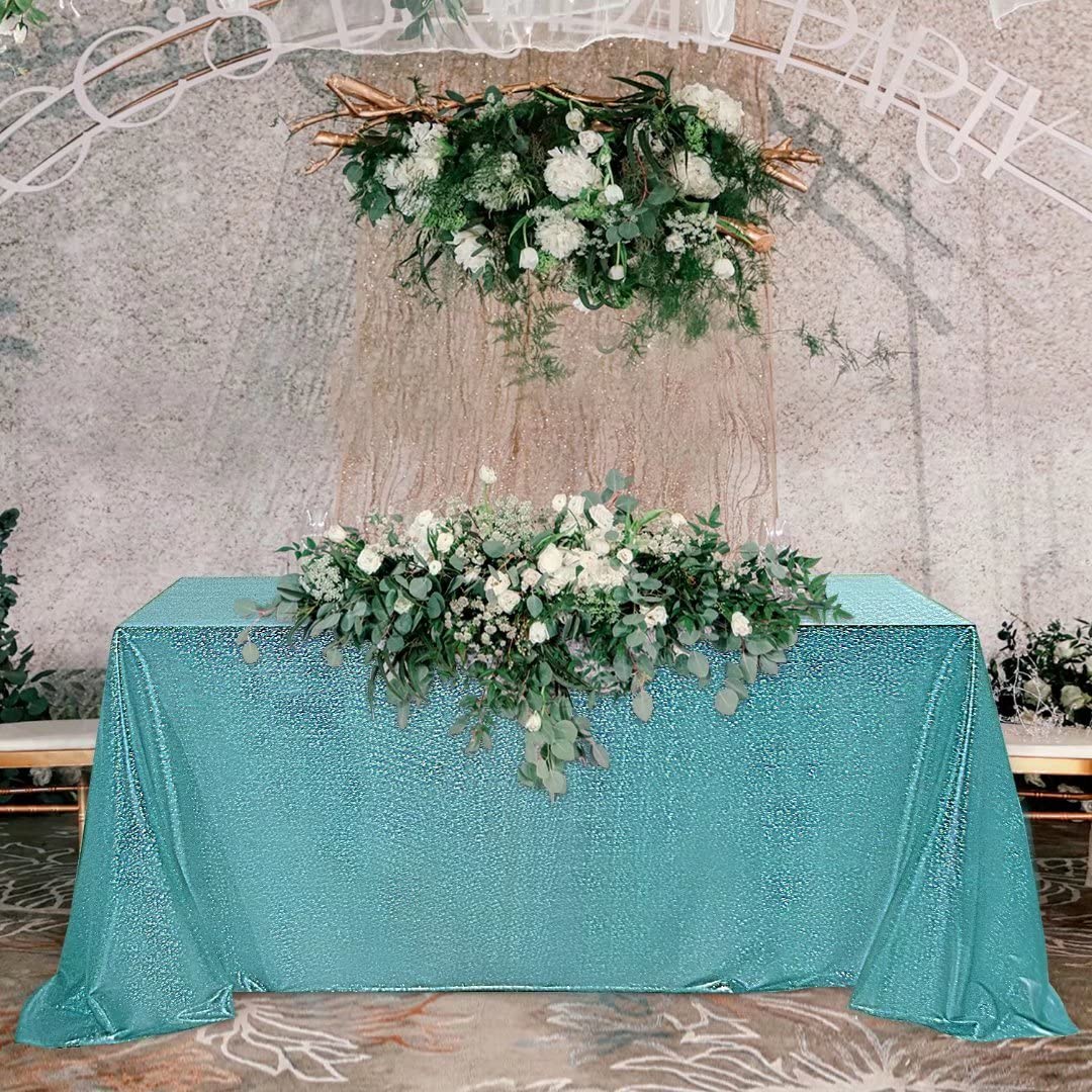 Fitable Sequin Tablecloth for Parties 60x84 Inch - Sparkle Glitter Table Cloth Laser Rectangle Overlay for Wedding Baby Shower C