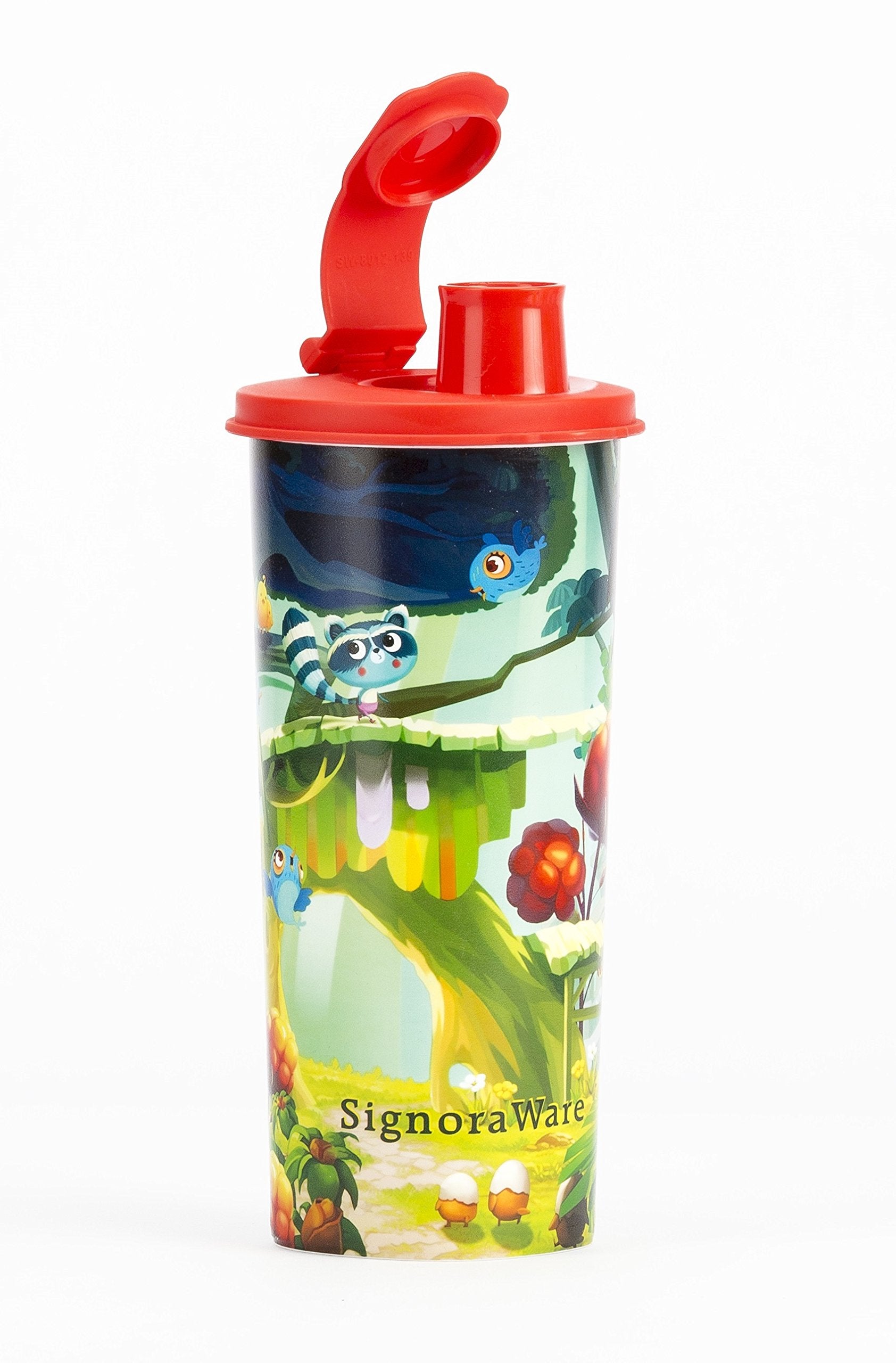 Signoraware Plastic Sipper Bottle (White, Red, 500 Ml)