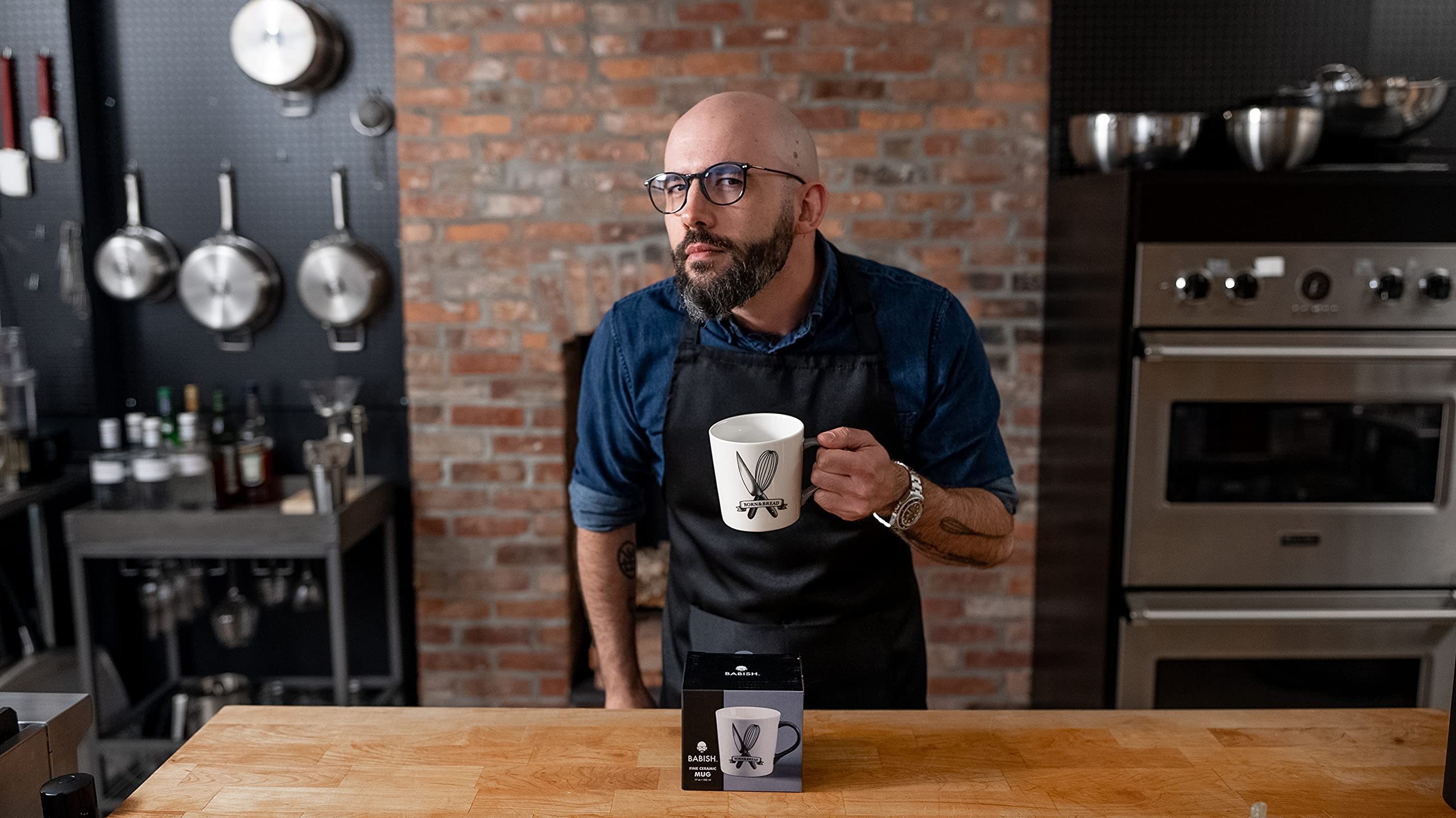 Babish Born and Bread Latte Tattoo Mug, 17oz