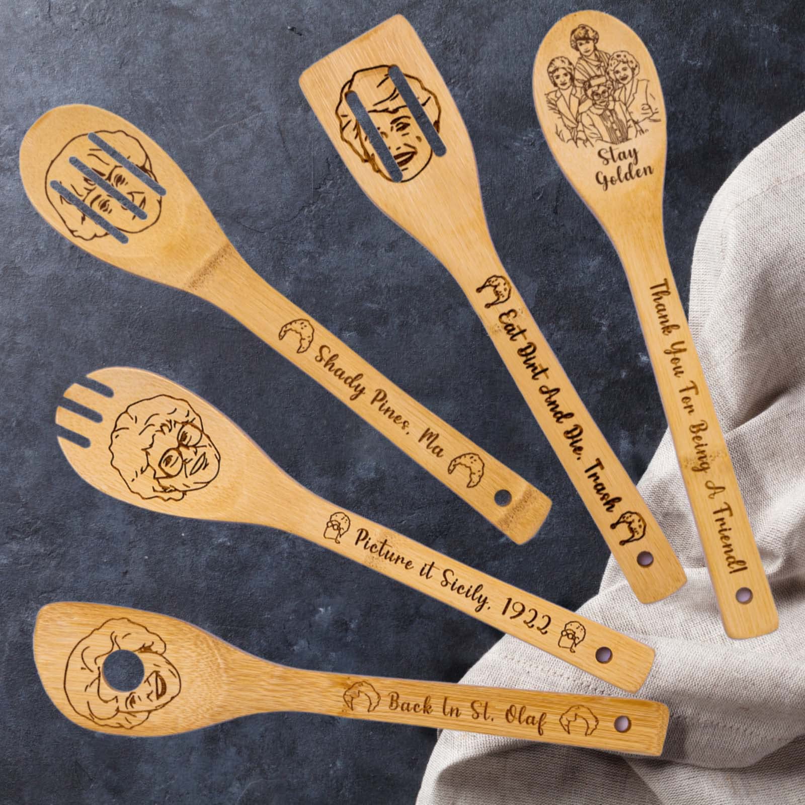 Golden Girls Wooden Cooking Spoons, Golden Girls Tv Show Merchandise Gifts, Golden Girls Gifts For Women, The Golden Girls Gifts