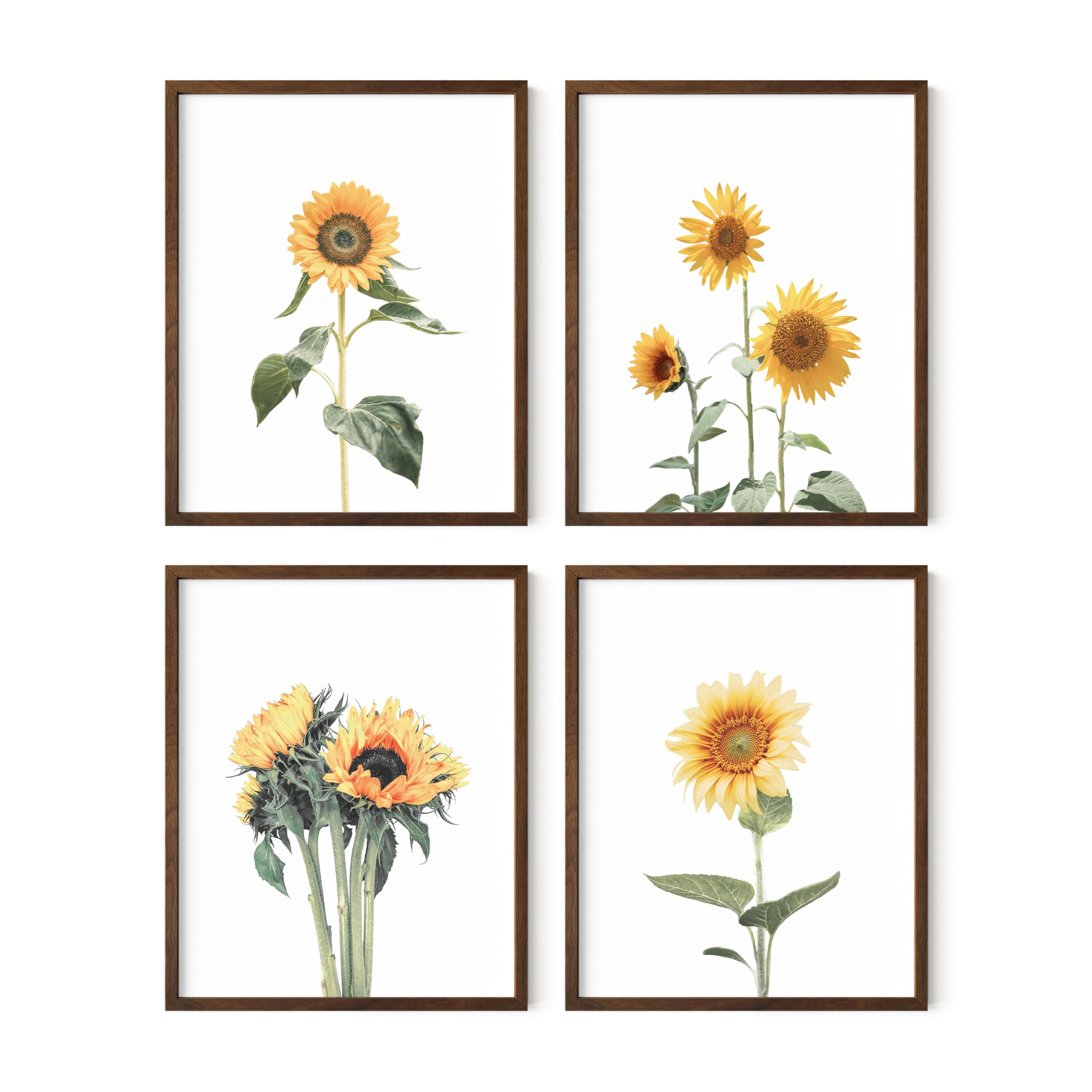 Haus And Hues Sunflower Wall Decor And Sunflower Posters - Set Of 4 Sunflower Bedroom Decor, Sunflower Paintings For Wall, Yello