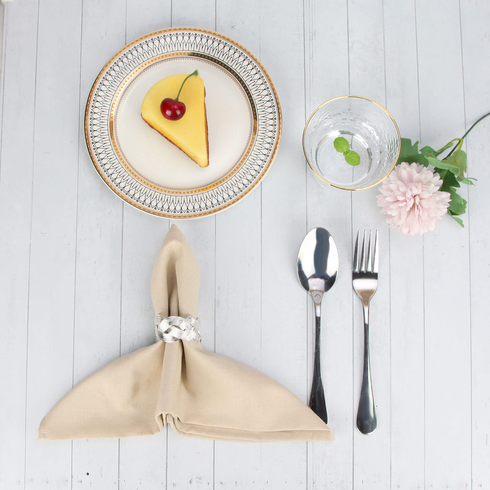 Infei Solid Color Cotton Linen Blended Thin Dinner Cloth Napkins - Set Of 12 (40 X 40 Cm) - For Events & Home Use (Beige)