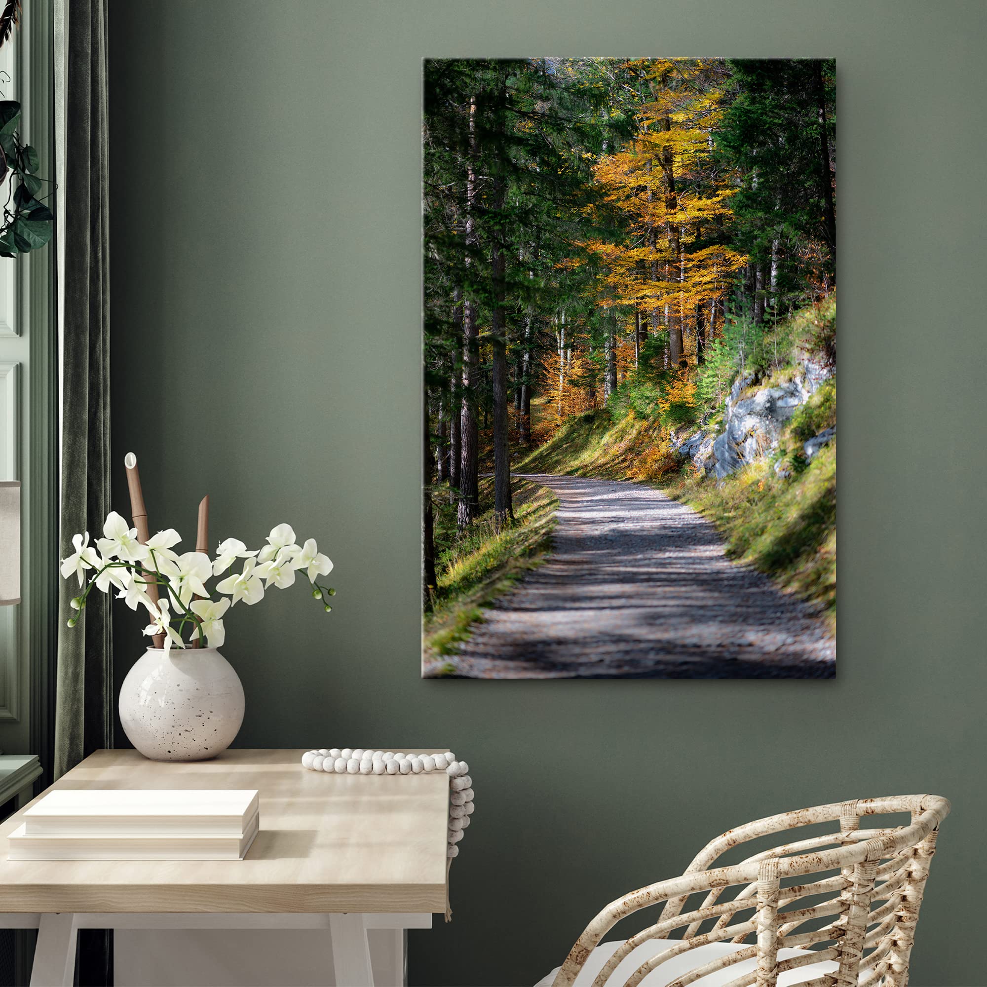 Signwin Canvas Wall Art Green Forest Path Nature Forest Photography Realism Rustic Scenic Dramatic Multicolor Cool For Living Ro