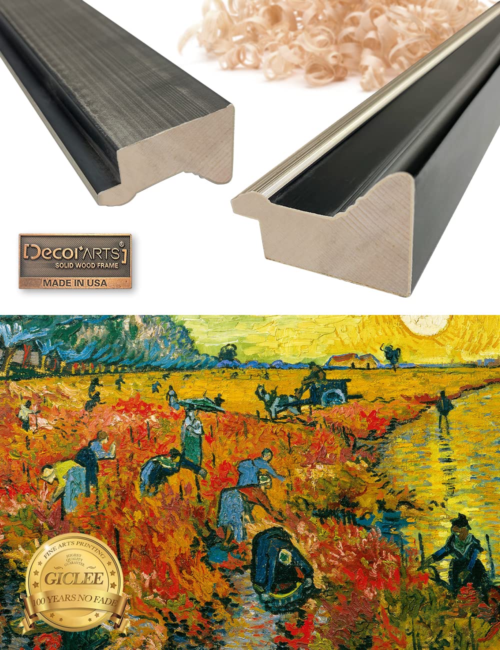 Decorarts - The Red Vineyards By Vincent Van Gogh. Giclee Print Art Reproduction With Matching Solid Wood Frame In Classical Sty
