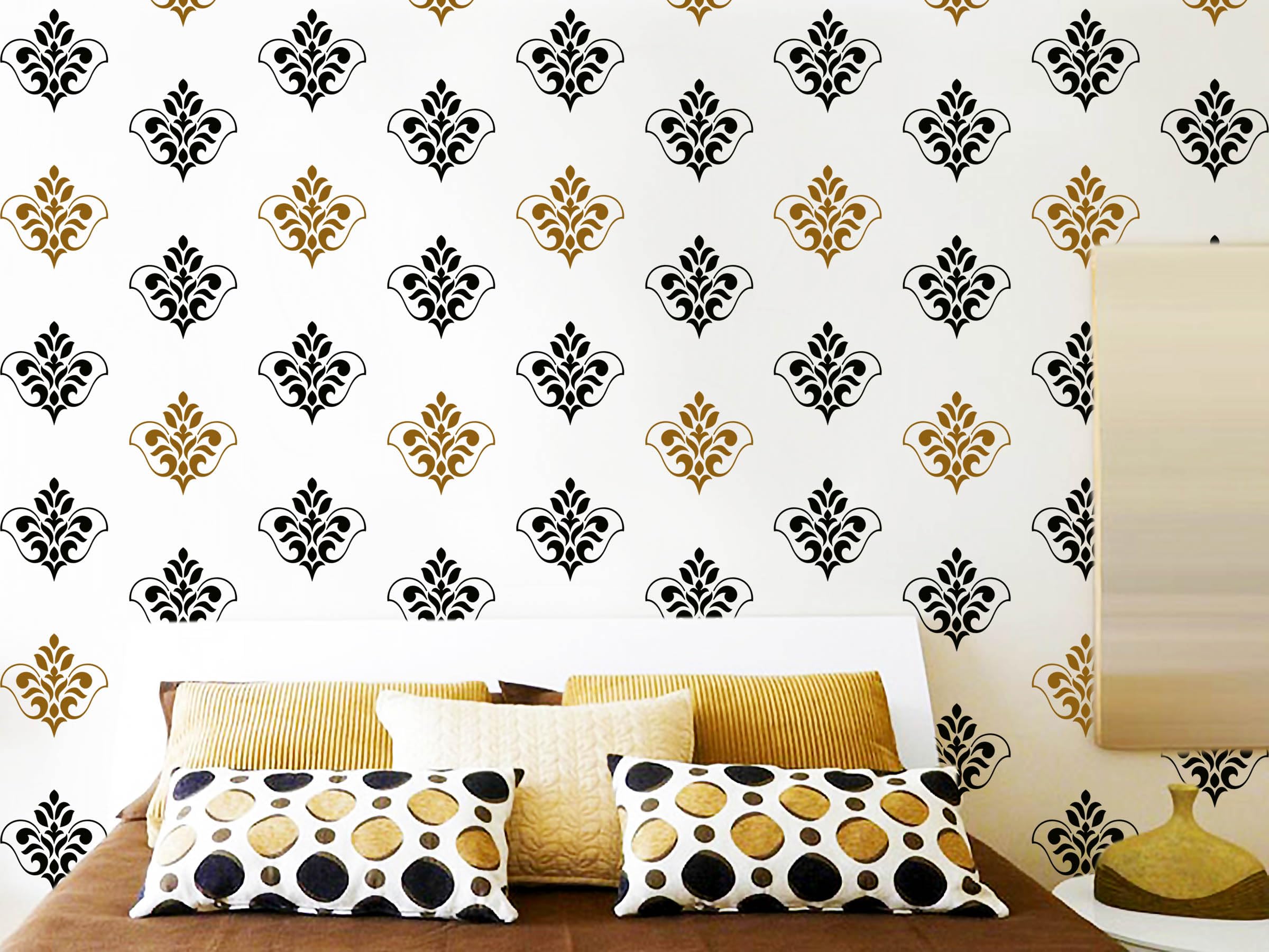 Arhat Stencils Glossy Pvc AsrE771 Beautiful FloralMotiff Wall DCor Stencils (Size:17W X 27L , 8W X 8L Inches)_For Craft, 