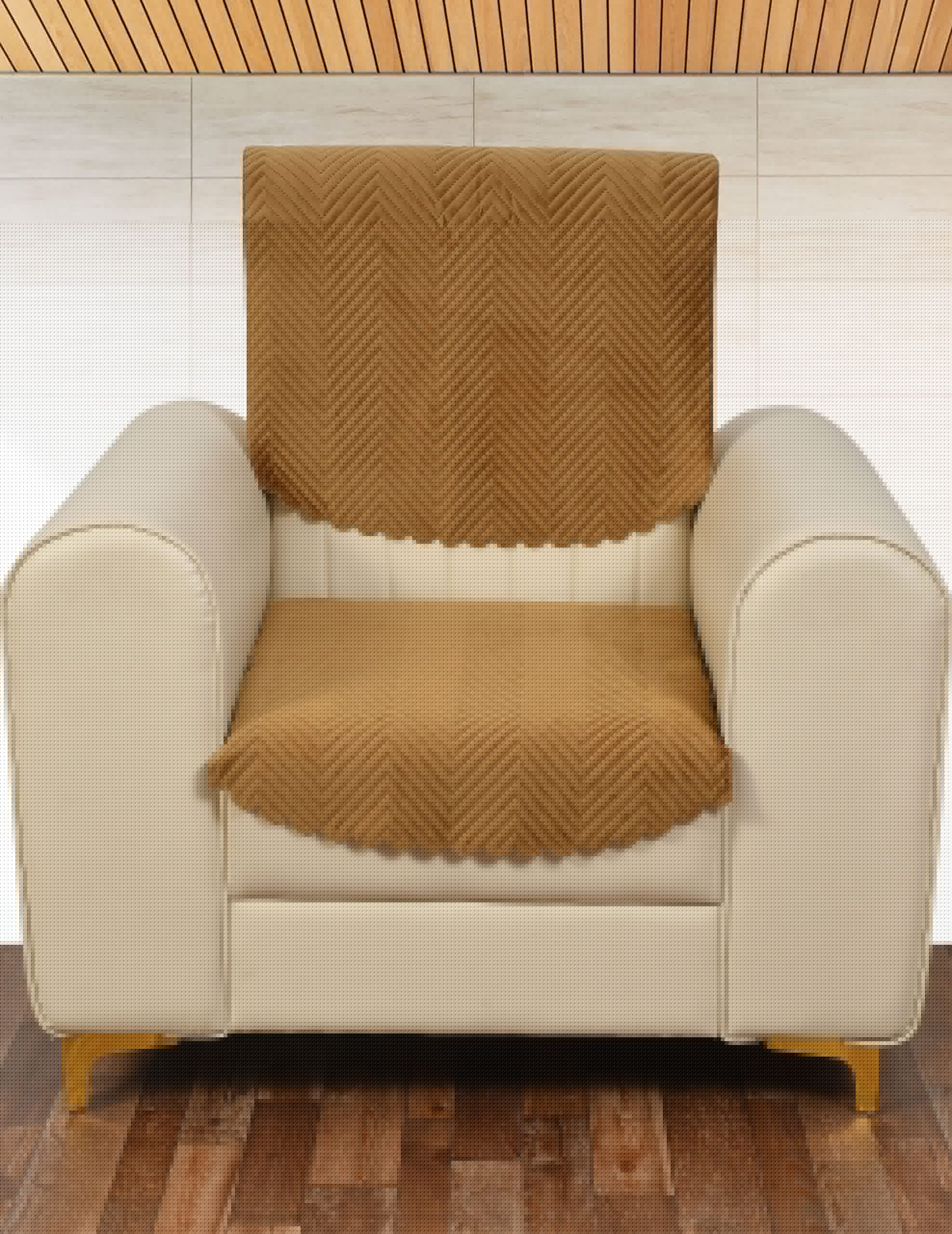 Yellow Weaves 1 Seater Quilted Sofa Chair Cover, Seat & Back Cover, Color - Brown, Velvet