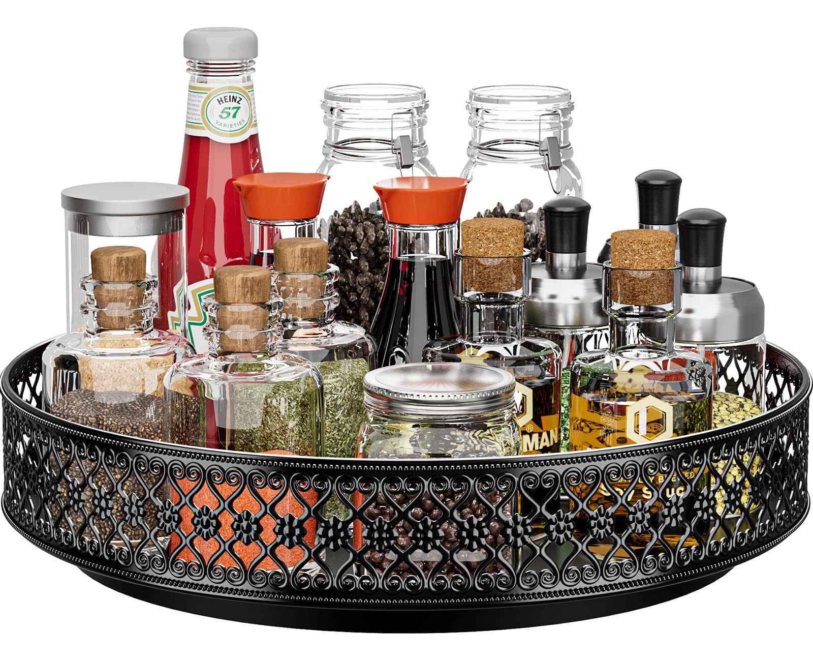 Ovicar Lazy Susan Turntable Organizer  13 Inch Rotating Spice Rack Metal Lazy Susan For Cabinet Pantry Kitchen Countertop Dinin