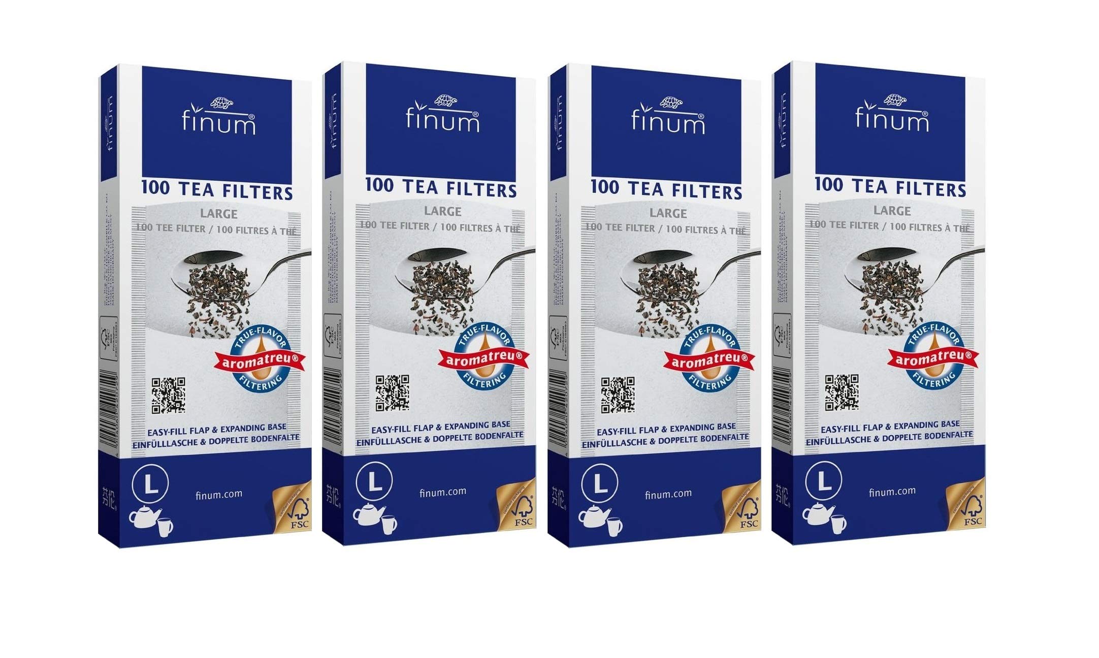 Pack Of 4 Finum Large Disposable 100 Count Tea Filter Bags