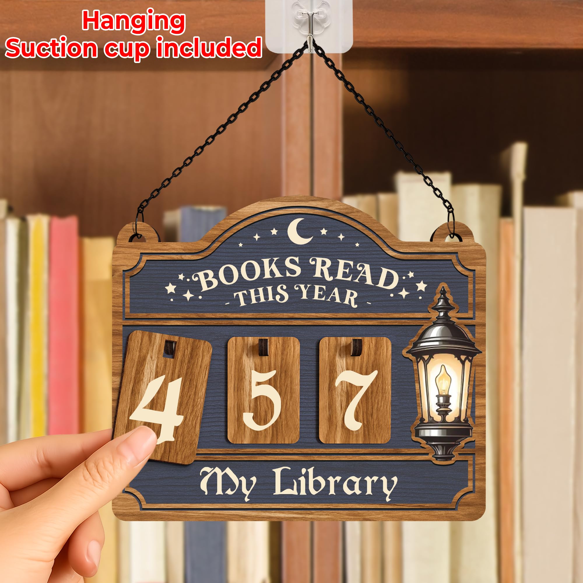 Books Read This Year Counter, Reading Tracker Sign for Home Library Decor, Book Suncatcher Ornament, Book Lover Gift for Librari