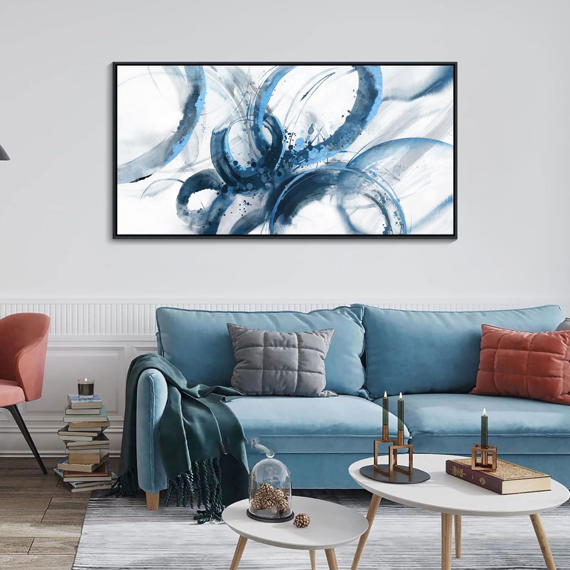 Ajaziko Blue Wall Art Large Pictures For Living Room Abstract Wall Decor Wall Decoration Print Pictures Canvas Framed Artwork Pa
