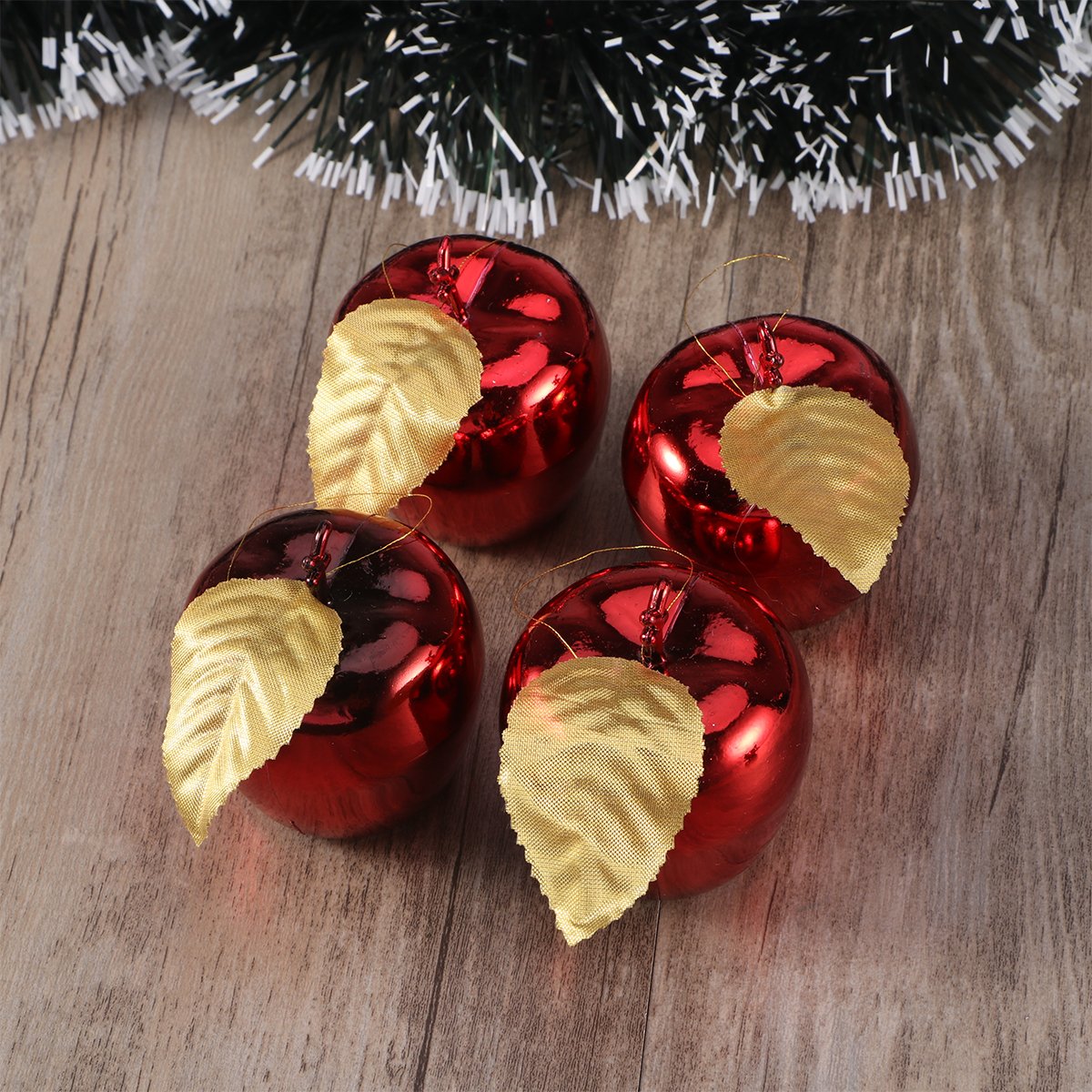 TINKSKY Christmas Tree Pendant 4cm Glitter Apple Decoration Ornaments for Festival Hanging Xmas Tree Decor Holiday Wedding Party
