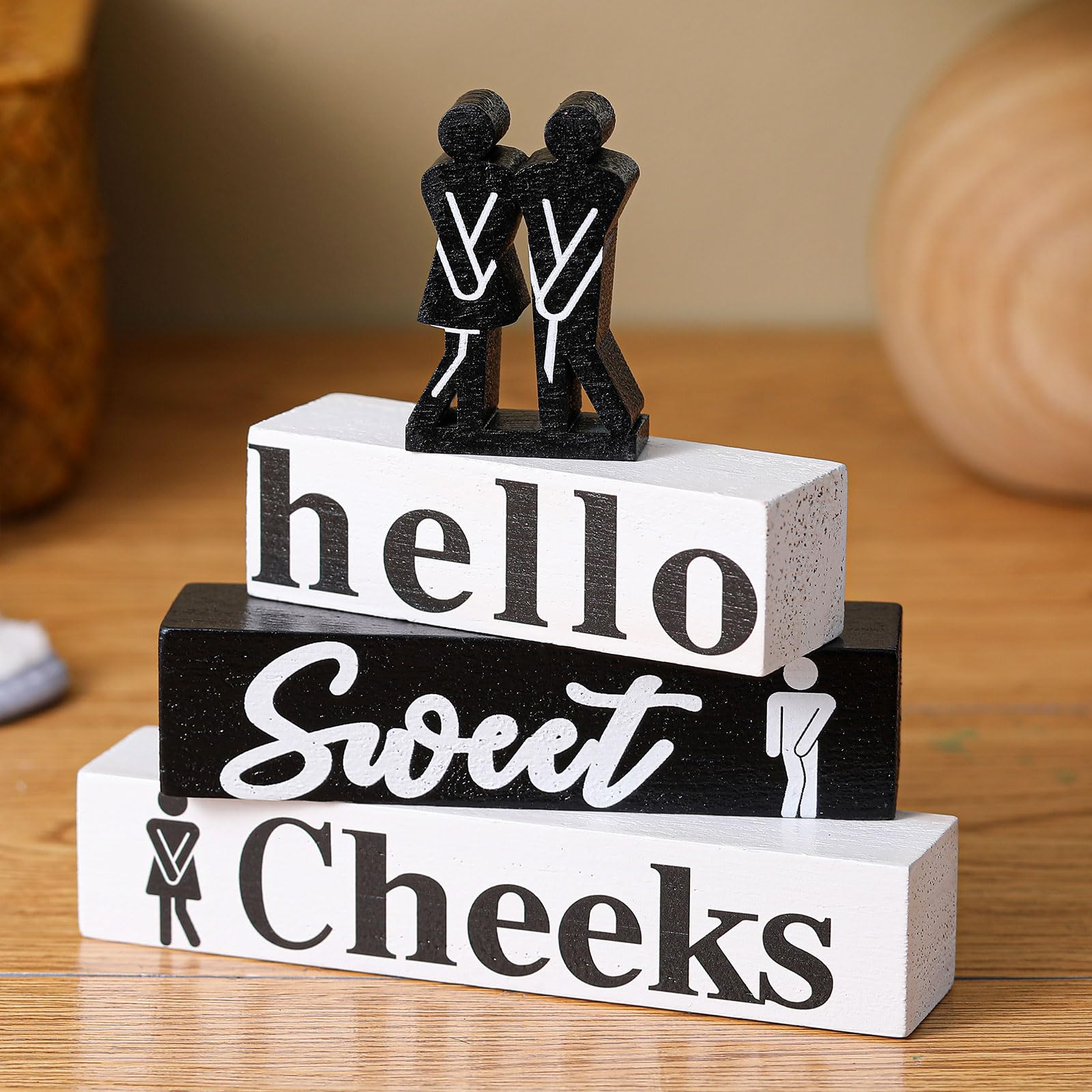 Cinnvoice 4 Pcs Funny Bathroom Decor Farmhouse Modern Bathroom Decoration Western Hello Sweet Cheeks Table Centerpiece Christmas