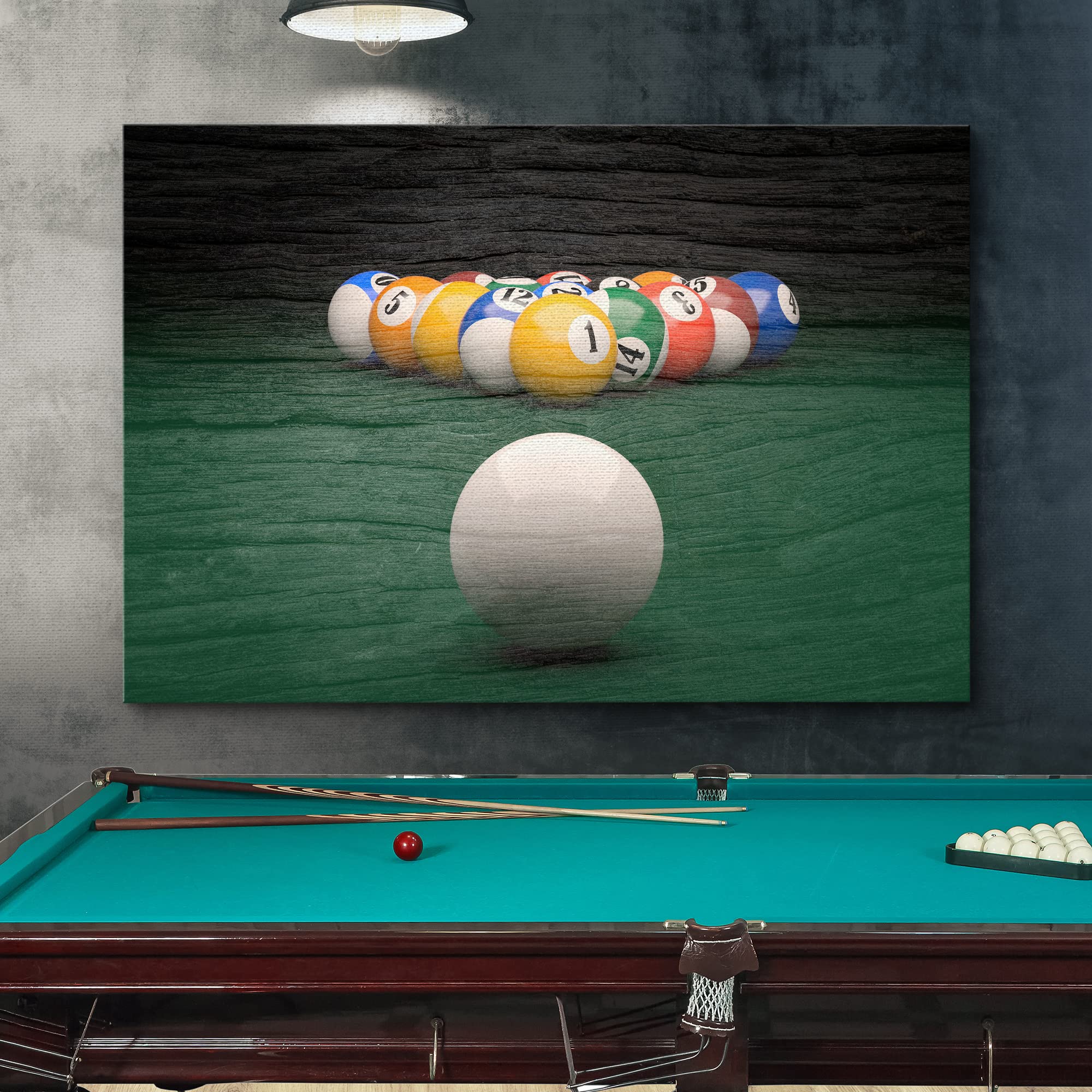 Wall26 Canvas Print Wall Art Wood Panel Effect Retro Vintage Colorful Pool Billiard Balls Sports Fitness Photography Realism Dec