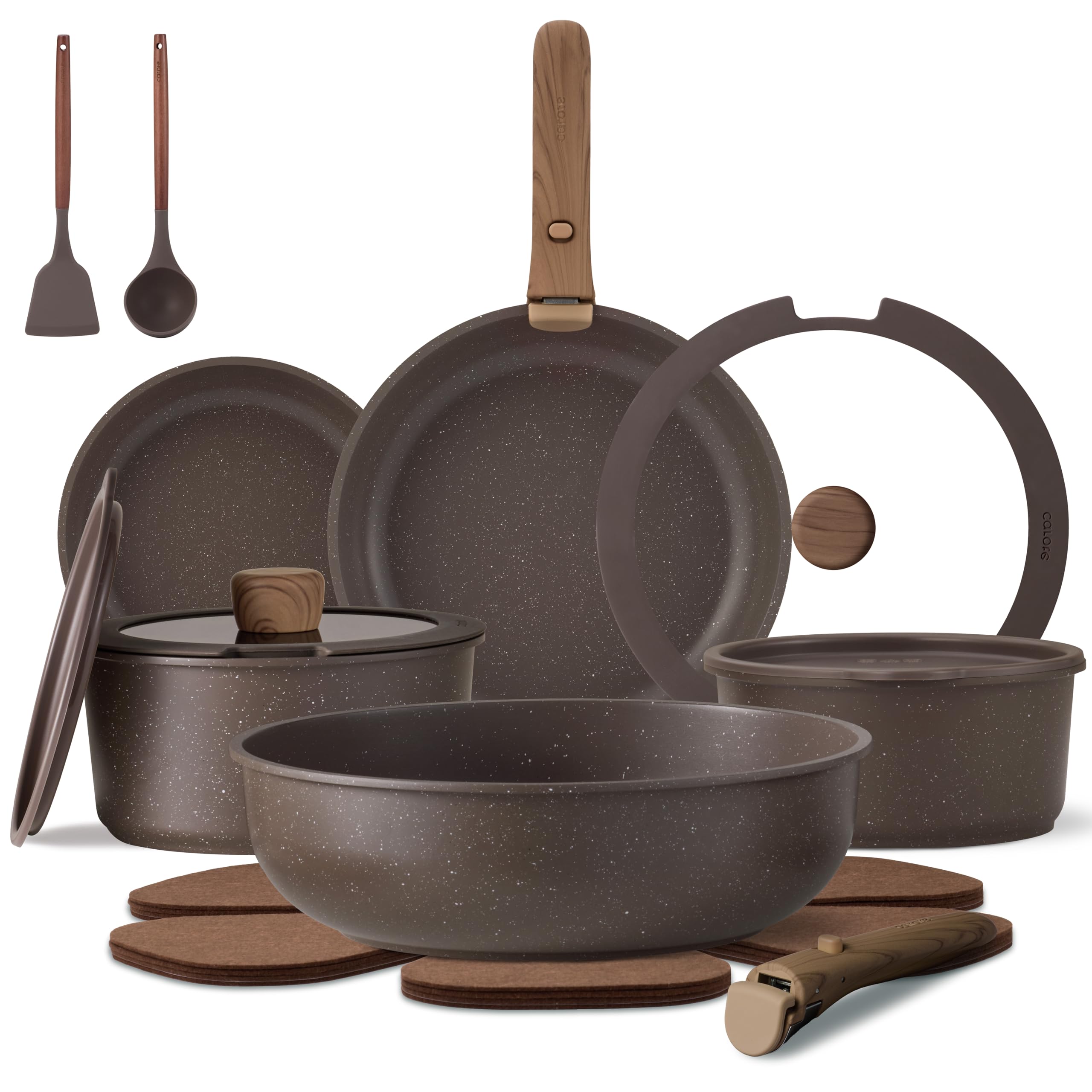 CAROTE 17PCS Pots and Pans Set Non Stick with Detachable Handle, Nonstick Cookware Sets, Cooking Kitchen Set, Oven/Dishwasher Sa