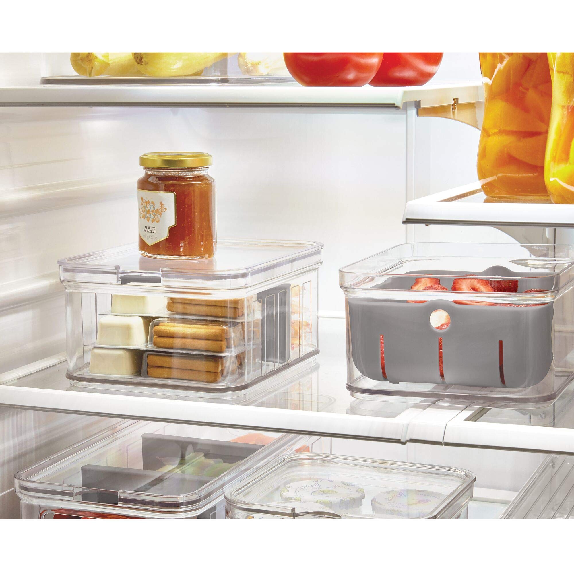 Idesign Plastic Crisp Divided Fruit And Vegetable Storage With Easy To Grip Integrated Handles Designed To Keep Food Fresh Longe