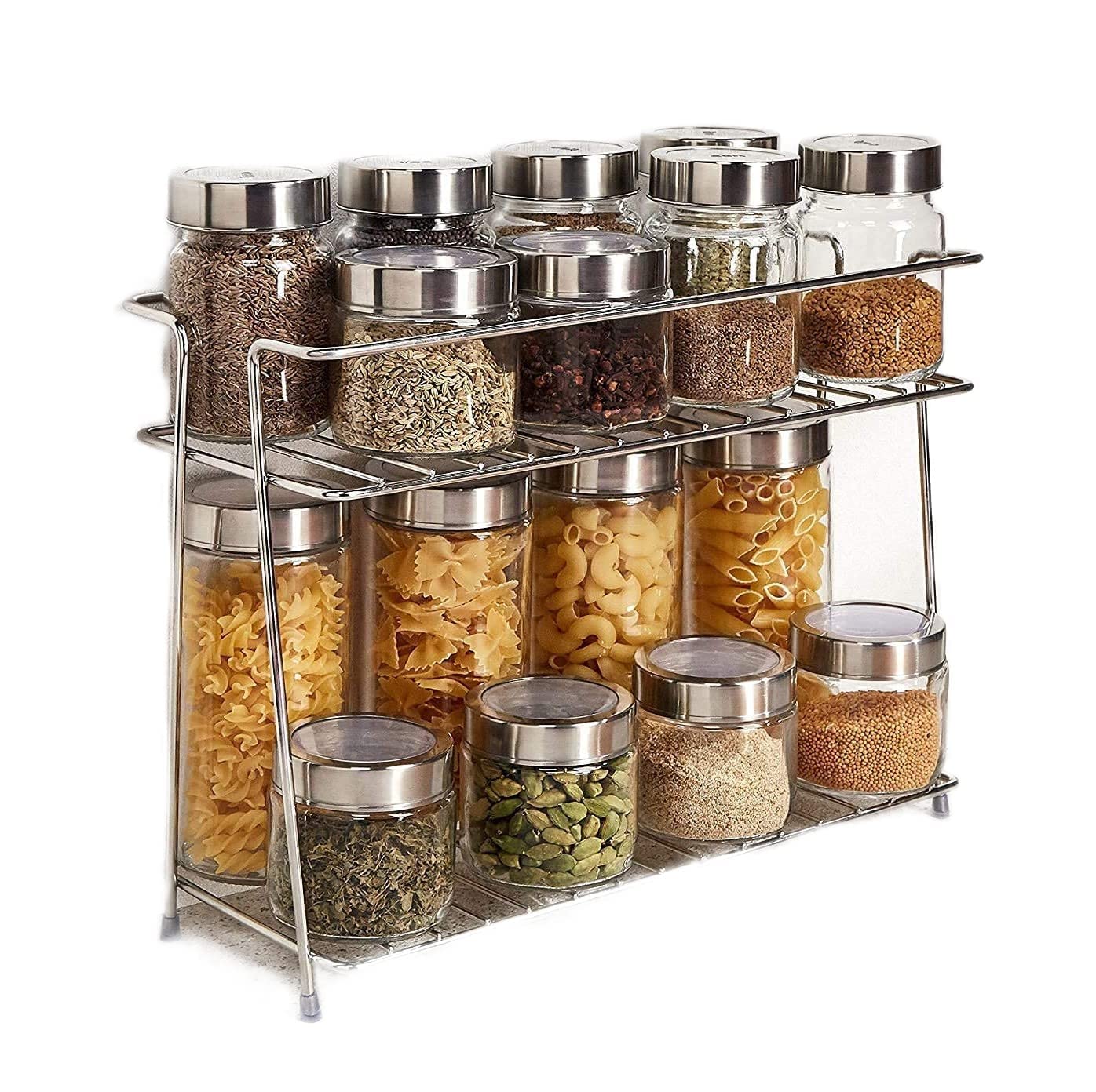 Navrang Stainless Steel Kitchen Rack, Kitchen Organizer And Space Saver, Counter Top Stainless Steel Kitchen Stand 2Tier Trolle