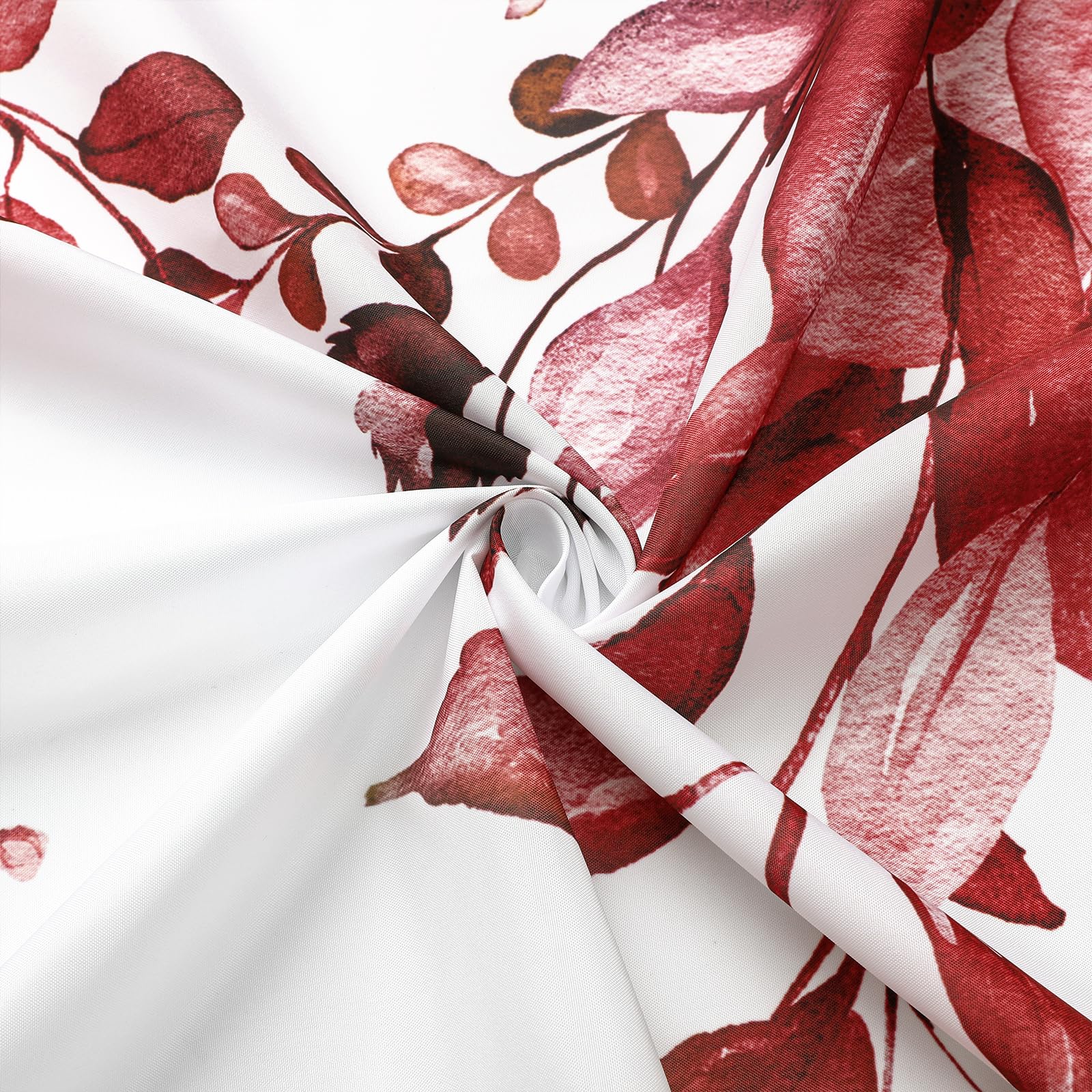 Gibelle Small Stall Shower Curtain 36 X 72, Narrow Half Burgundy Red Floral Shower Curtain For Bathroom, Watercolor Plant Eucaly