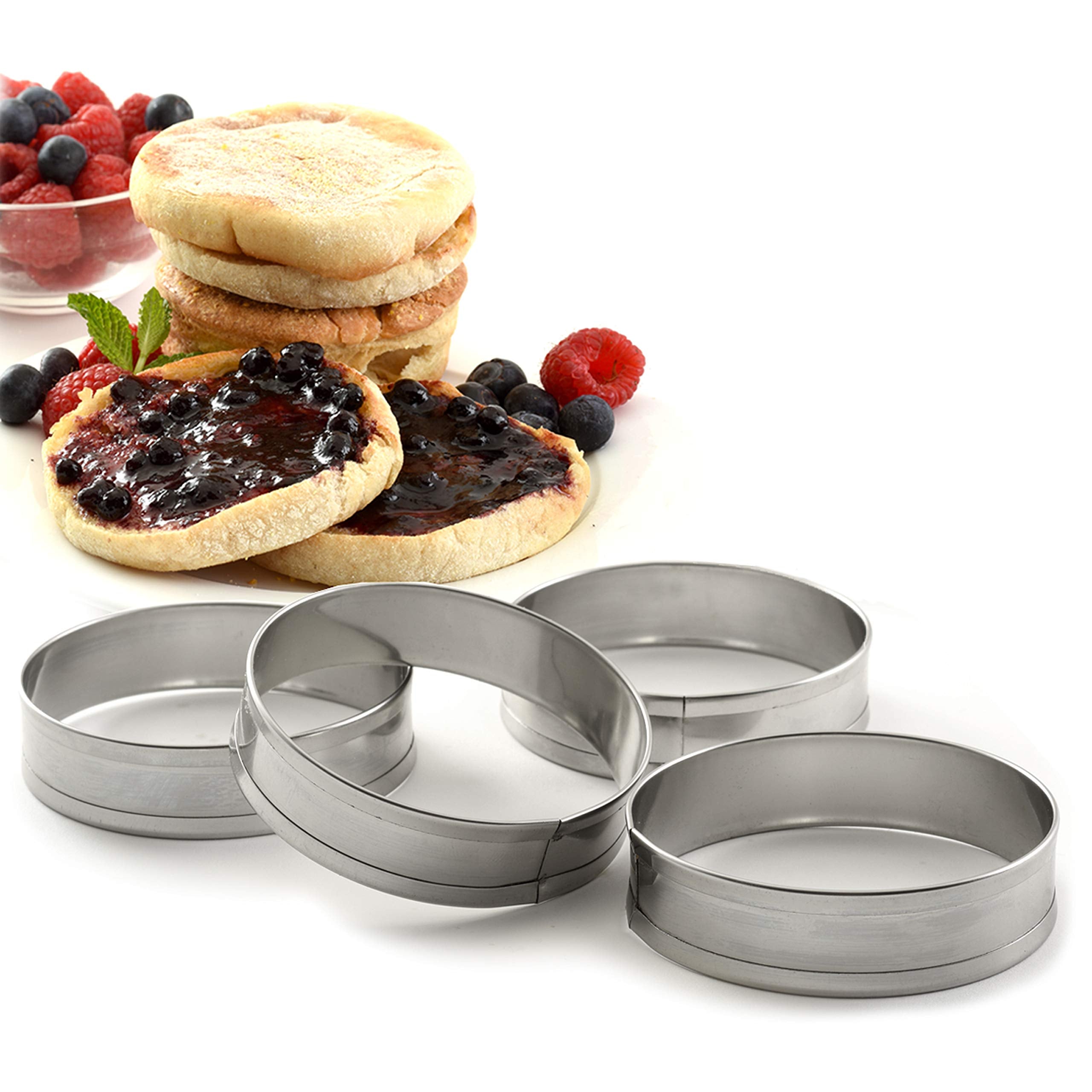 Norpro Stainless Steel English Muffin Rings Set of 4, Silver, Model 3776