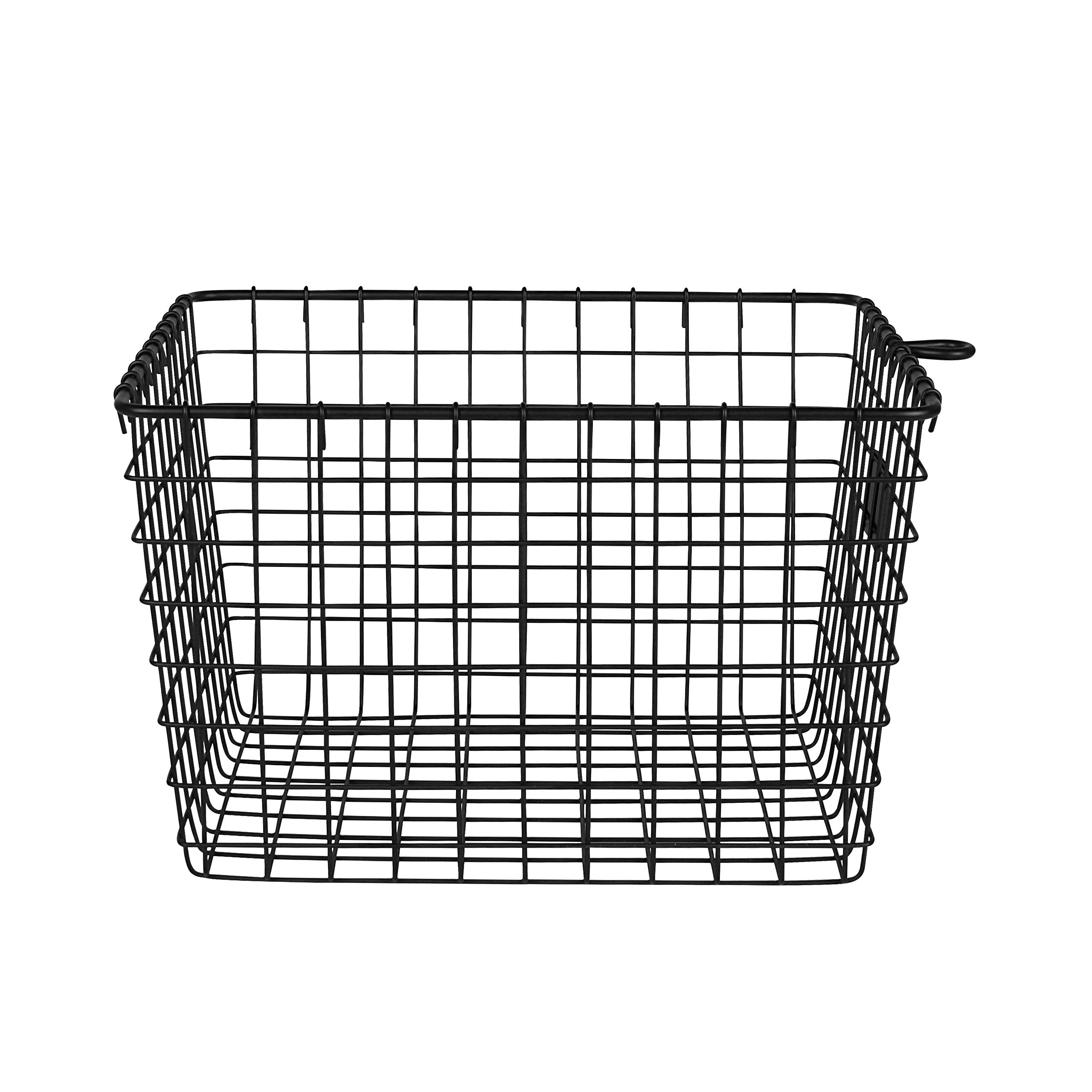 Spectrum Diversified Wire  Vintage Locker Basket Style  Rustic Farmhouse Chic Steel Storage for Closets  Pantry  Kitchen  Garage  Bathroom & More  Medium  Pack of 1  Black