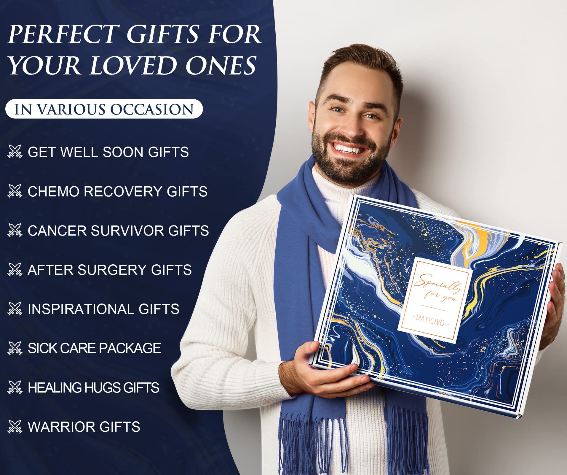 Get Well Soon Gifts For Men, After Surgery Cancer Gifts For Men Chemo Care Package Get Well Gift Basket For Sick Friends, Thinki
