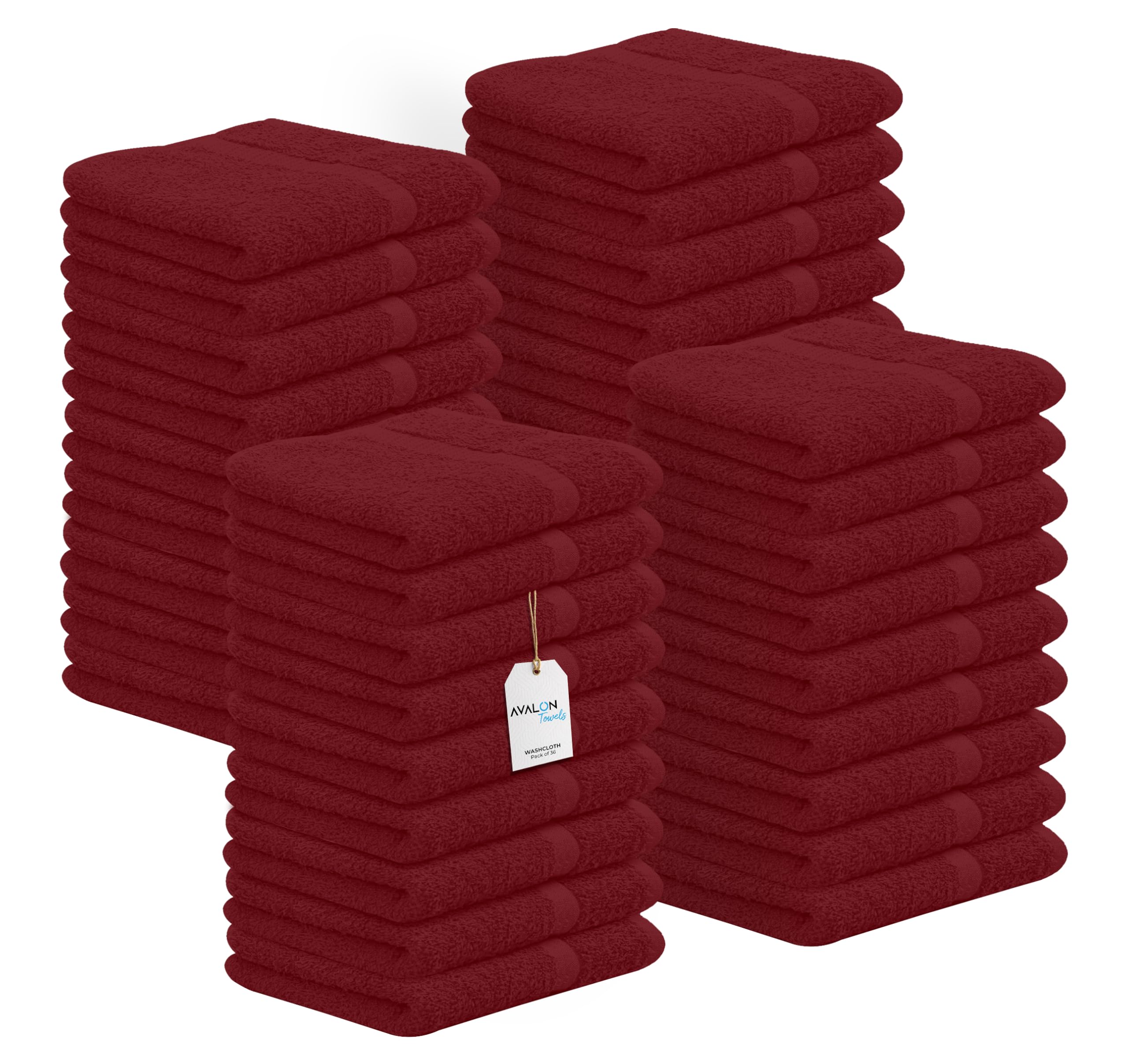 Avalon Towels Cotton Washcloths - (Pack Of 36) Size 12X12 Inches, 100% Ring Spun Cotton, Soft & Absorbent Face Towels, Gym Towel