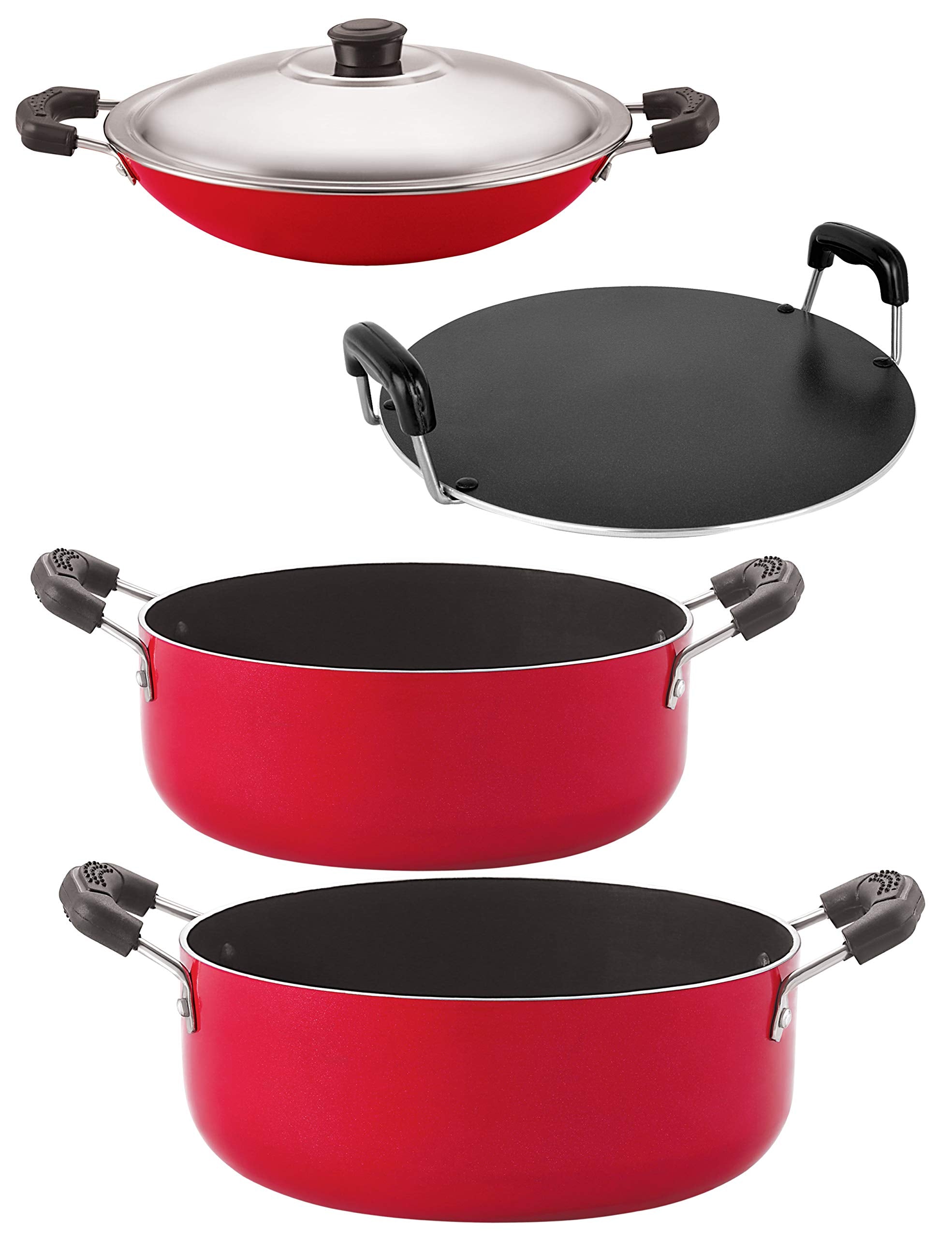 Nirlon Nonstick Aluminium Cookware Essential Combo Gift Set With Bakelite Handle (Ac_Rt_Cs22_Cs24)