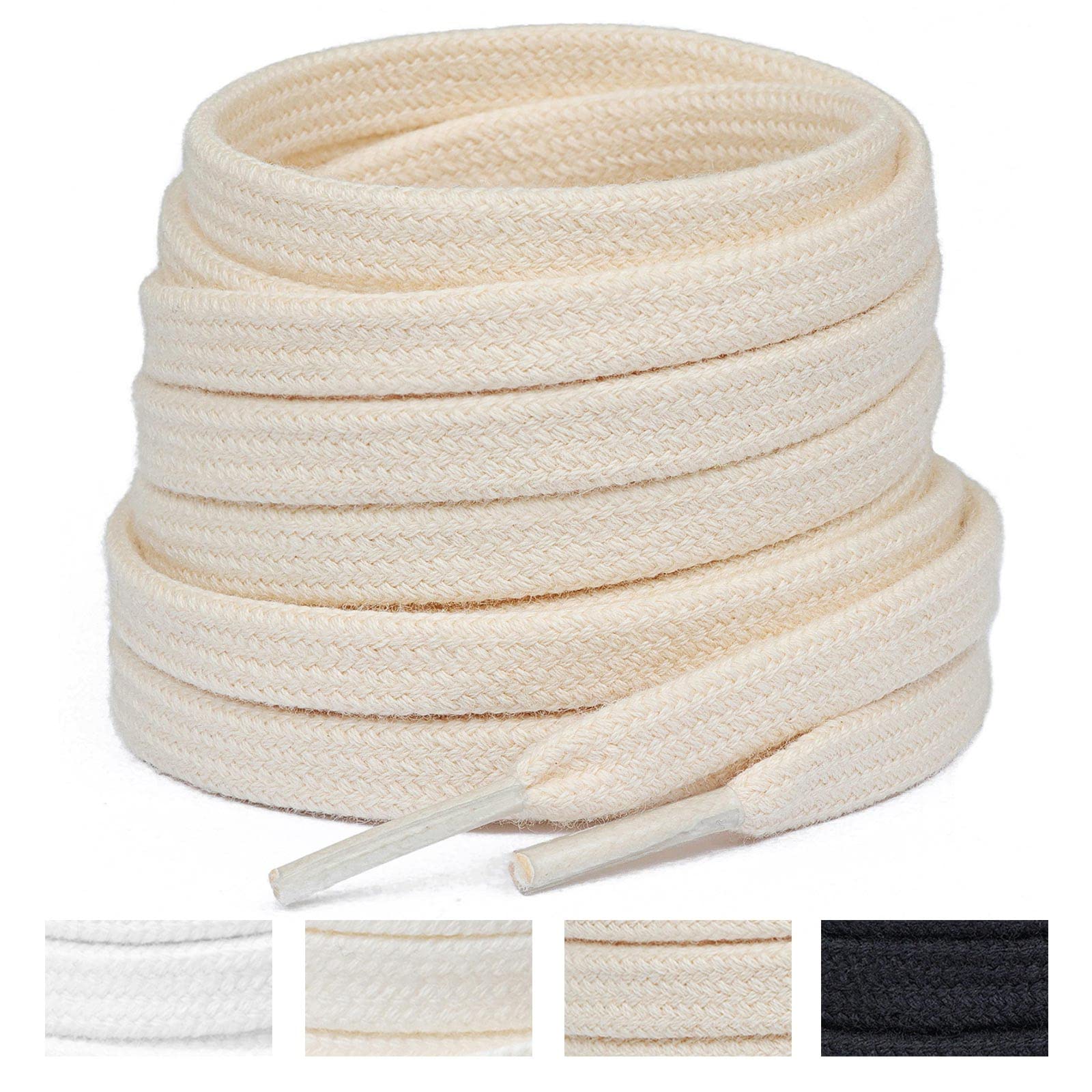 Handshop Wide Flat Athletic Shoelaces 516(2 Pair) - Shoe Laces For Sneakers And Casual Shoes Replacements Beige 55 Inch (140Cm)
