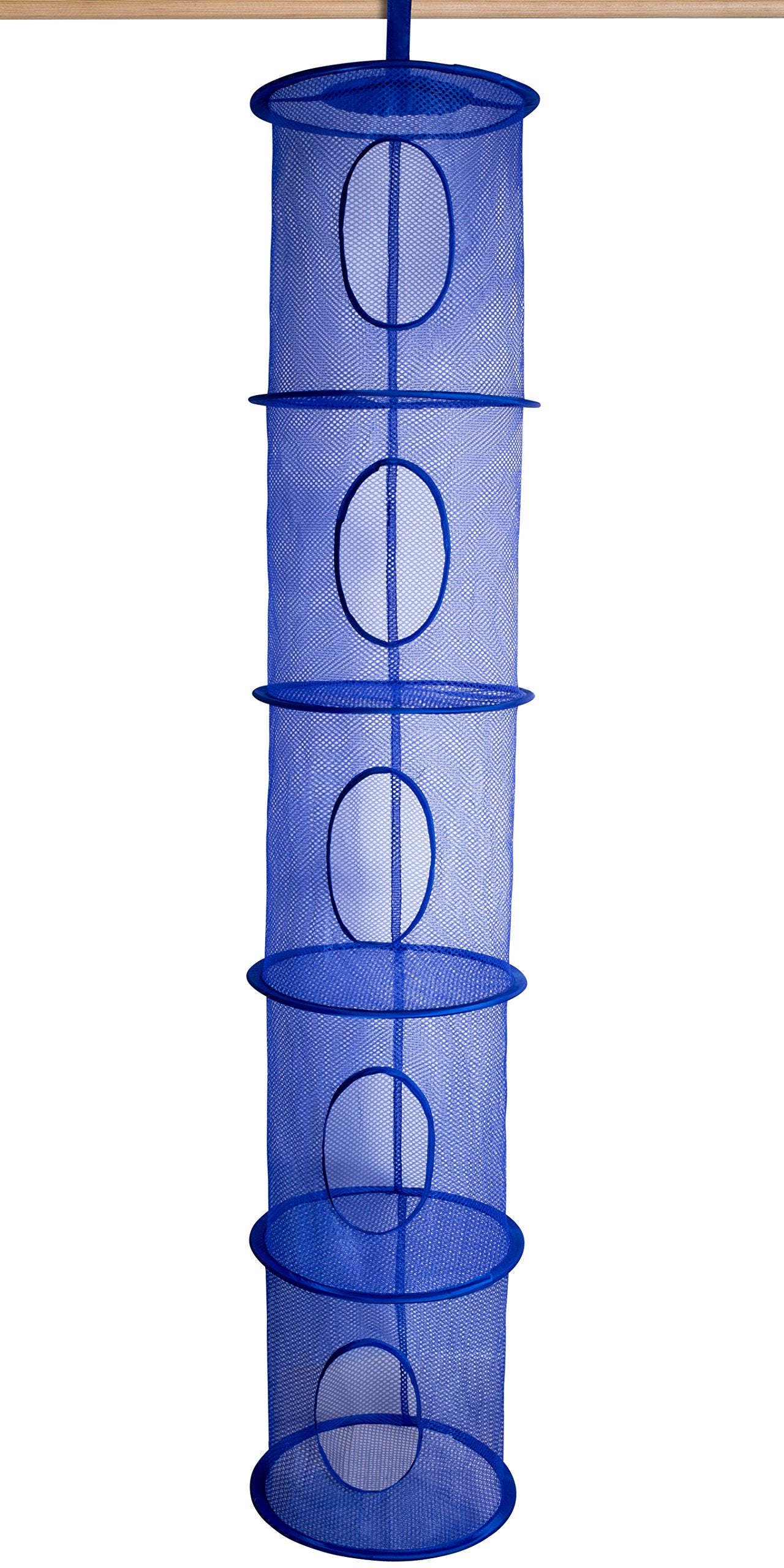 Handy Laundry 5-Tier Kids' Room and Closet Organizer - 12'' X 59'' - Fun and Functional Storage for Toys  Gloves  Shawls  Hats  and Mittens. Easy Attachment to Any Rod. (Royal Blue)