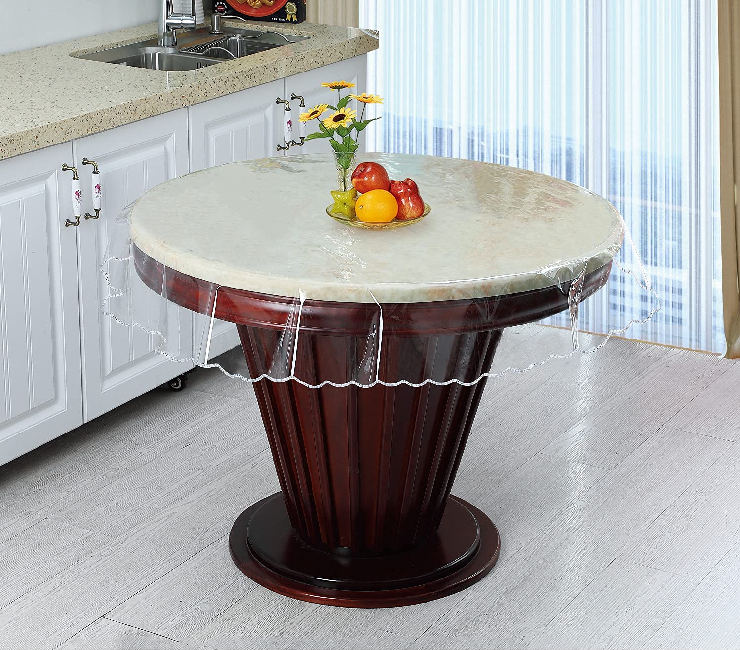 Clear Table Protector Thick Transparent - Plastic Tablecloth Waterproof and Oil-Proof Perfect for Round Dinner Table and Writing