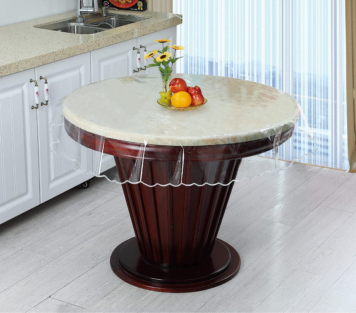 Clear Table Protector Thick Transparent - Plastic Tablecloth Waterproof And Oil-Proof Perfect For Round Dinner Table And Writing