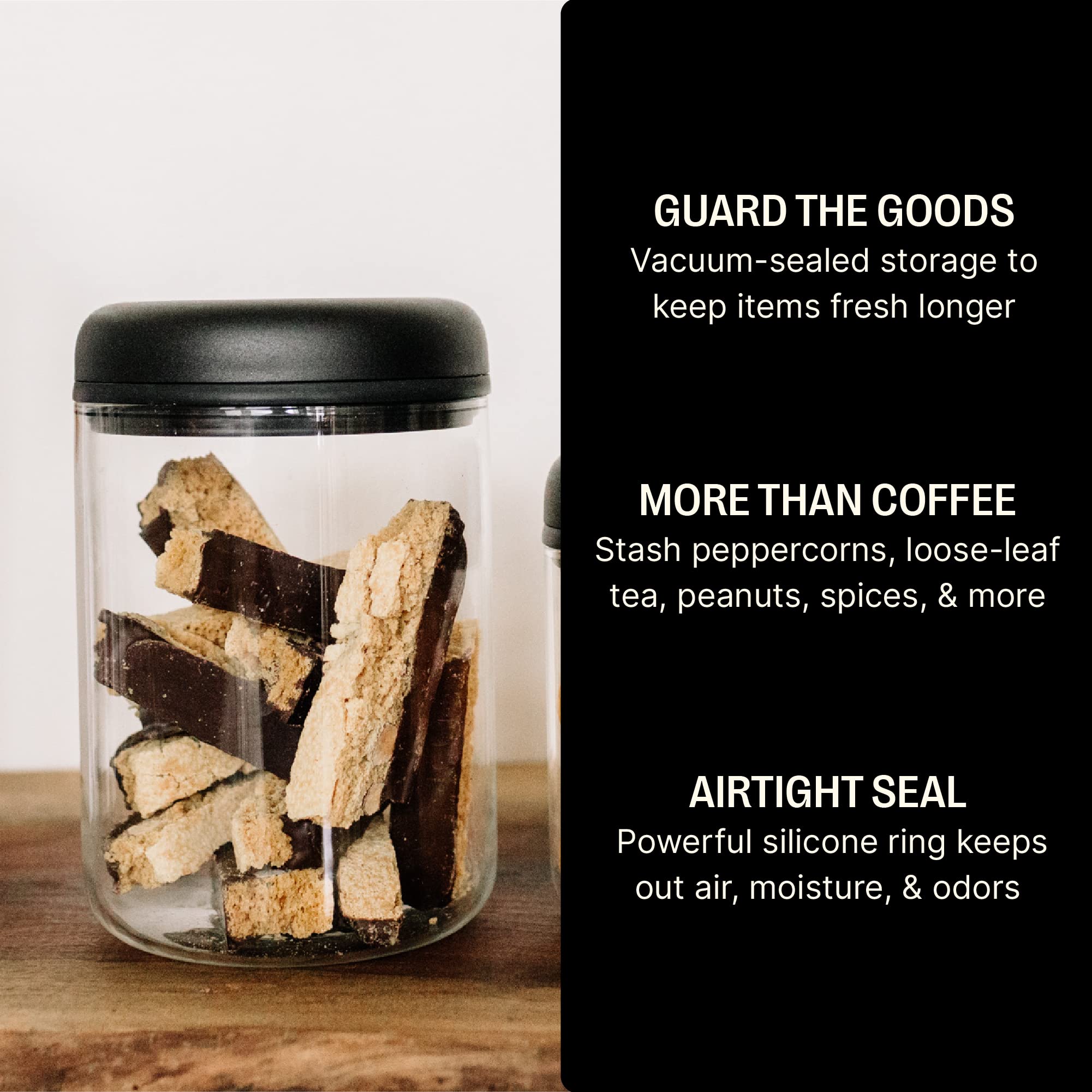 Fellow Atmos Vacuum Coffee Canister & Food Storage Container - 1.2 Liter Canister Holds Up To 16 Oz Of Coffee Beans - Airtight F