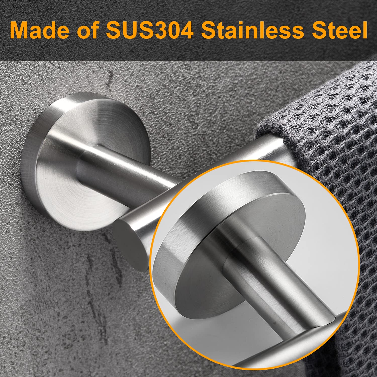 Nolimas Brushed Nickel Bath Towel Bar Single Bars Towel Rack Rod Classic Wall Mounted SUS304 Stainless Steel Bathroom Towel Holder Toilet Kitchen Towel Shelf Single Layer 18 inches