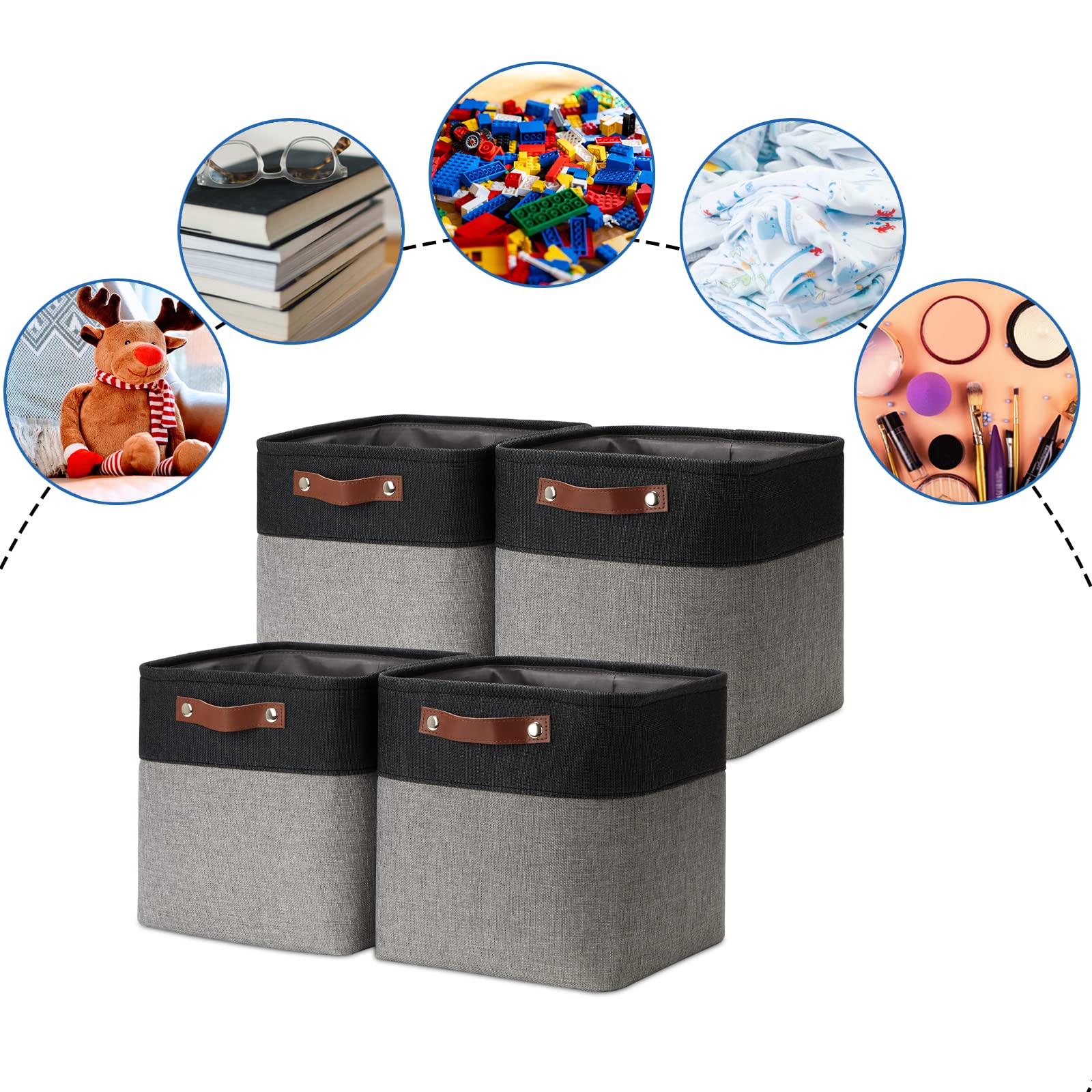 DULLEMELO 11x11 Cube Storage Bins for Cube organizer  Foldable Cube Storage Bins Baskets for Organizing Home Office Closet Shelves Toy Nursery Fabric Cube Baskets Bin for Home organization