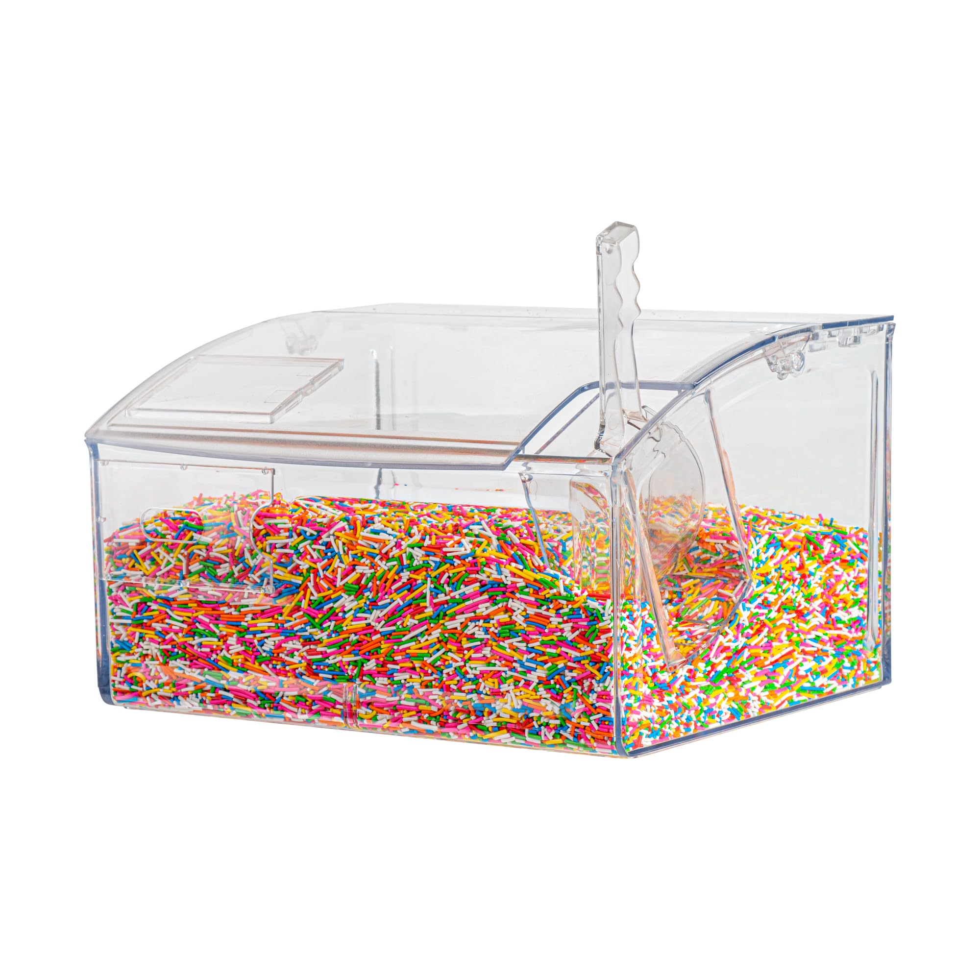 Restaurantware Plastic Bin 1 Case 2 Gal Shatterproof Clear Plastic Food Storage ContainerTopping Bin With Scoop Transparent Poly