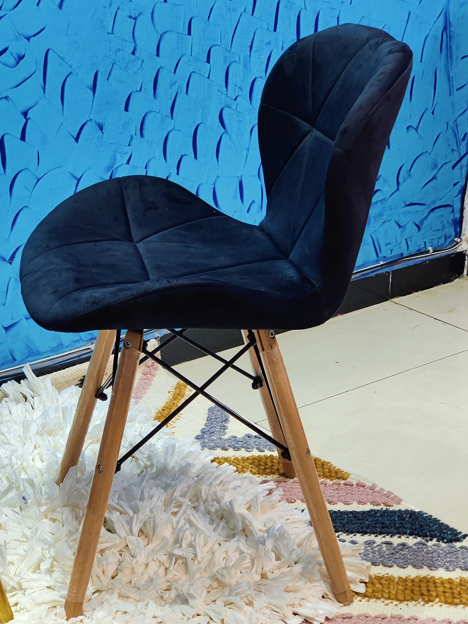 My Art Design  1 (One) Velvet Black Stylish Chairs For Home, Office & Hotel.