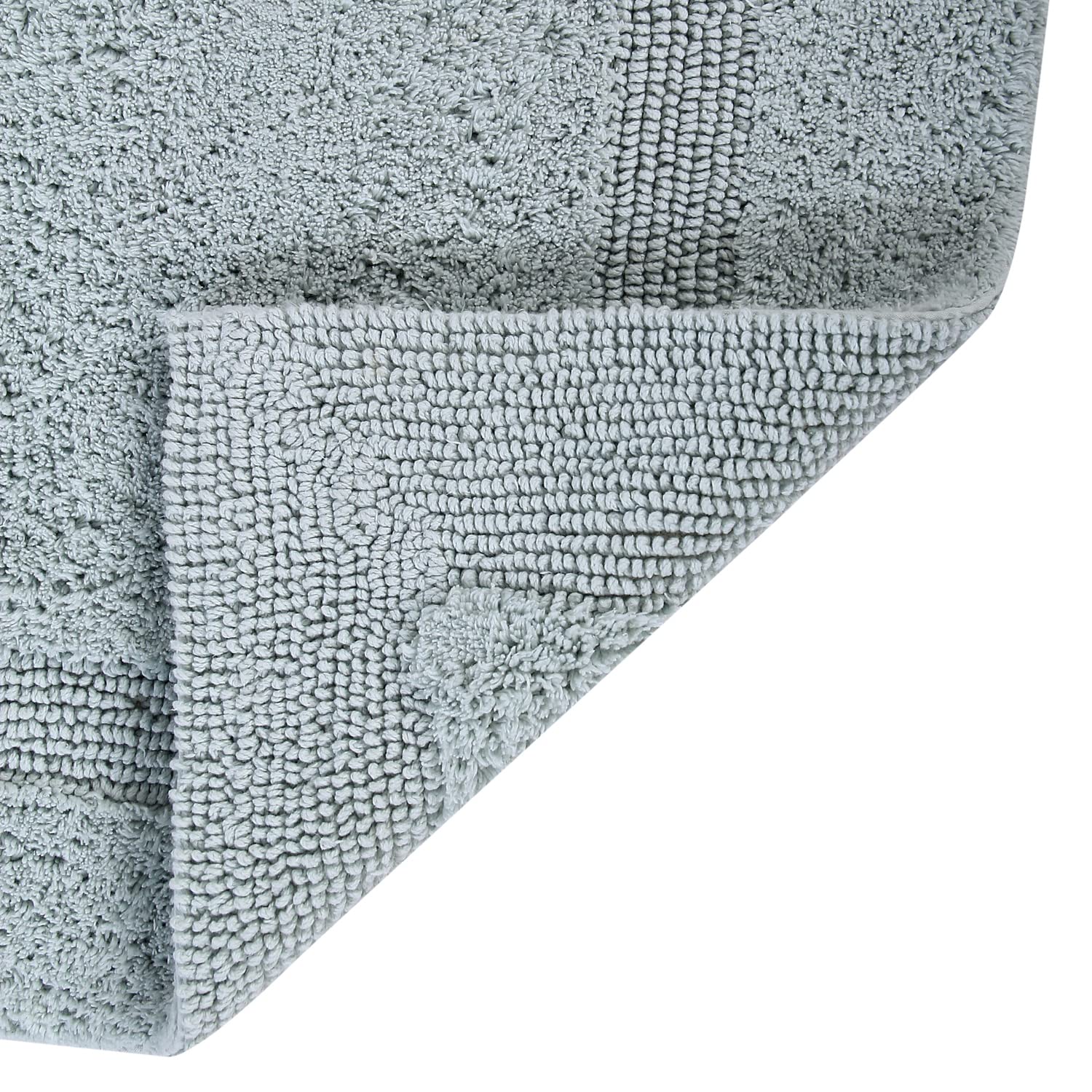 Better Trends 100% Cotton Lux Collection Bath Mats, Blue Contour Bath Mat - Tufted, Reversible & Absorbent & Machine Washable Ba