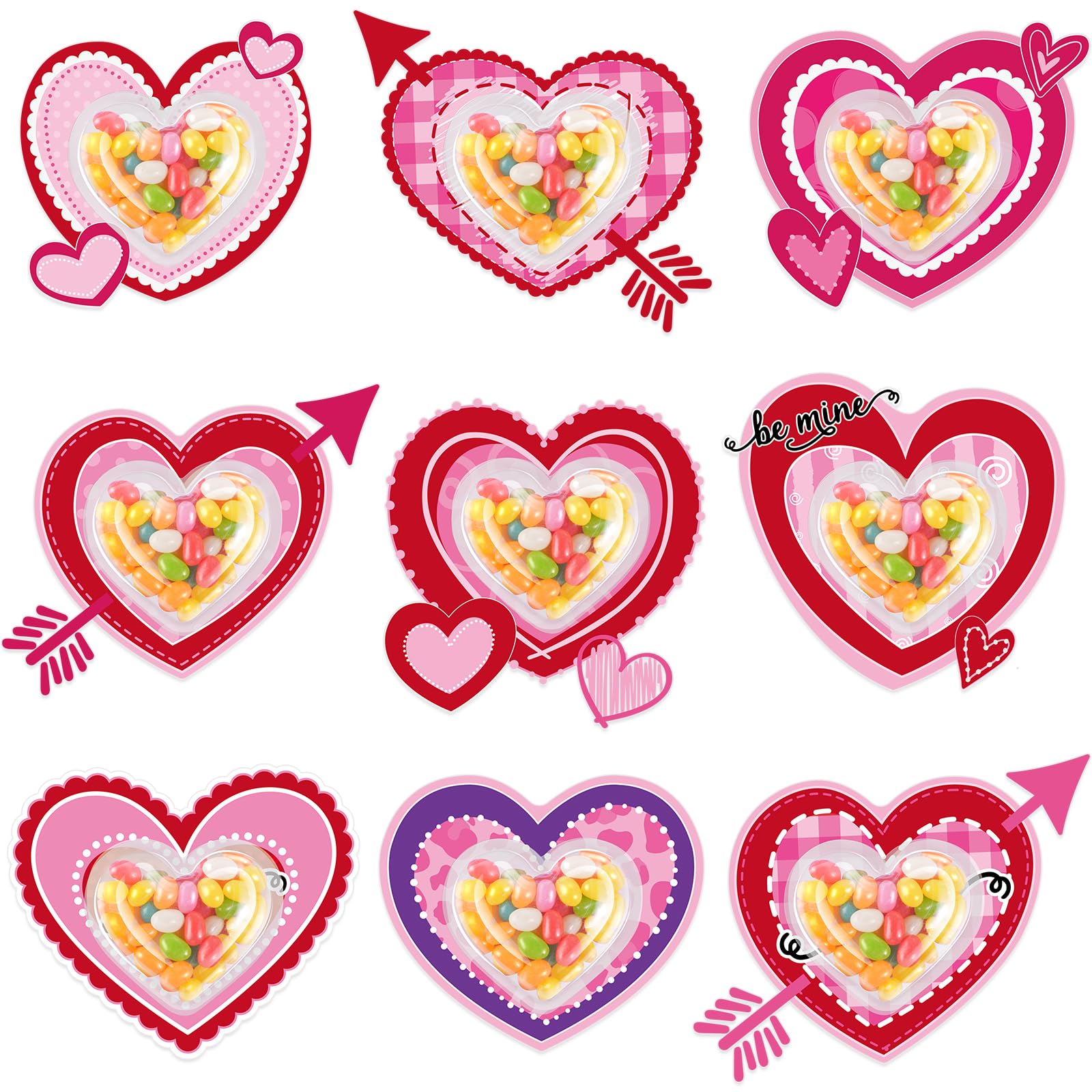 36Set Valentines Day Cards With Candy Dome Holder, Heart Shaped Valentines Candy Holder Cards For Kids, Funny Valentines Exchang