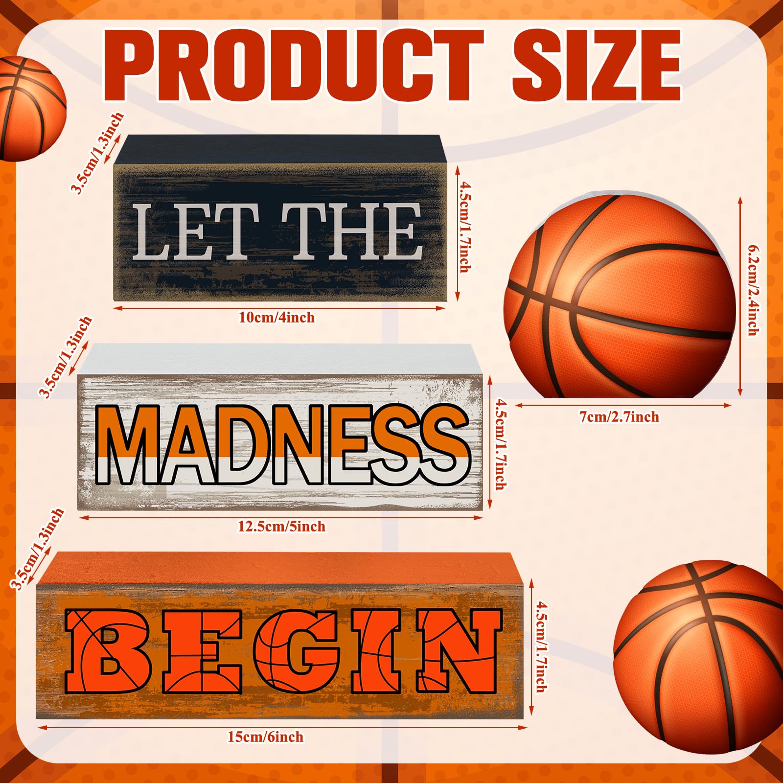 Yuntau 4 Pcs Basketball Wooden Table Decorations Basketball Tiered Tray Decor Birthday Party Table Centerpieces Rustic Wood Bloc