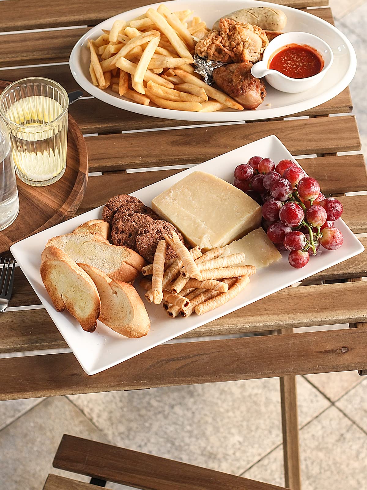 Dowan 14'' Serving Platter Set Of 3 - White Rectangle Plates And Serving Trays For Entertaining - Large Serving Dishes For Party