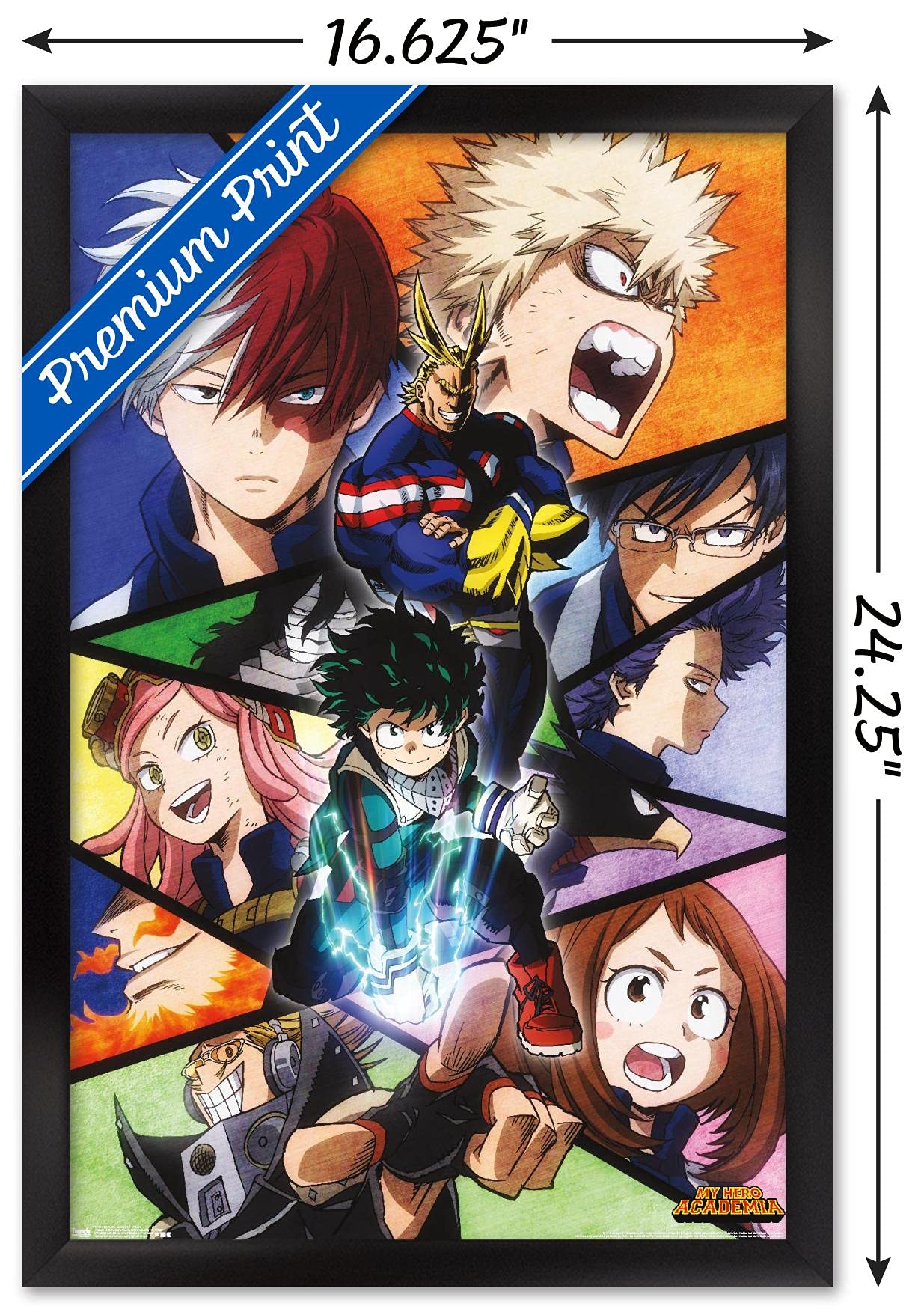 Trends International My Hero Academia-Faces Wall Poster, 14.725'' X 22.375'', Black Framed Version