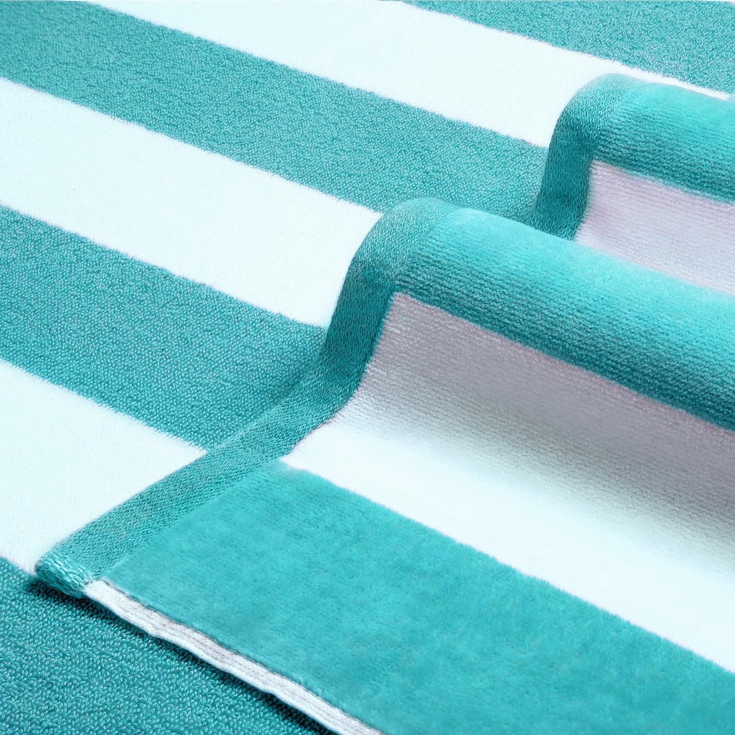 LULUHOME Plush Oversized Beach Towel - Fluffy Cotton Thick 36 x 70 Inch Turquoise Striped Pool Towels  Large Summer Cabana Swimming Towel for Adults