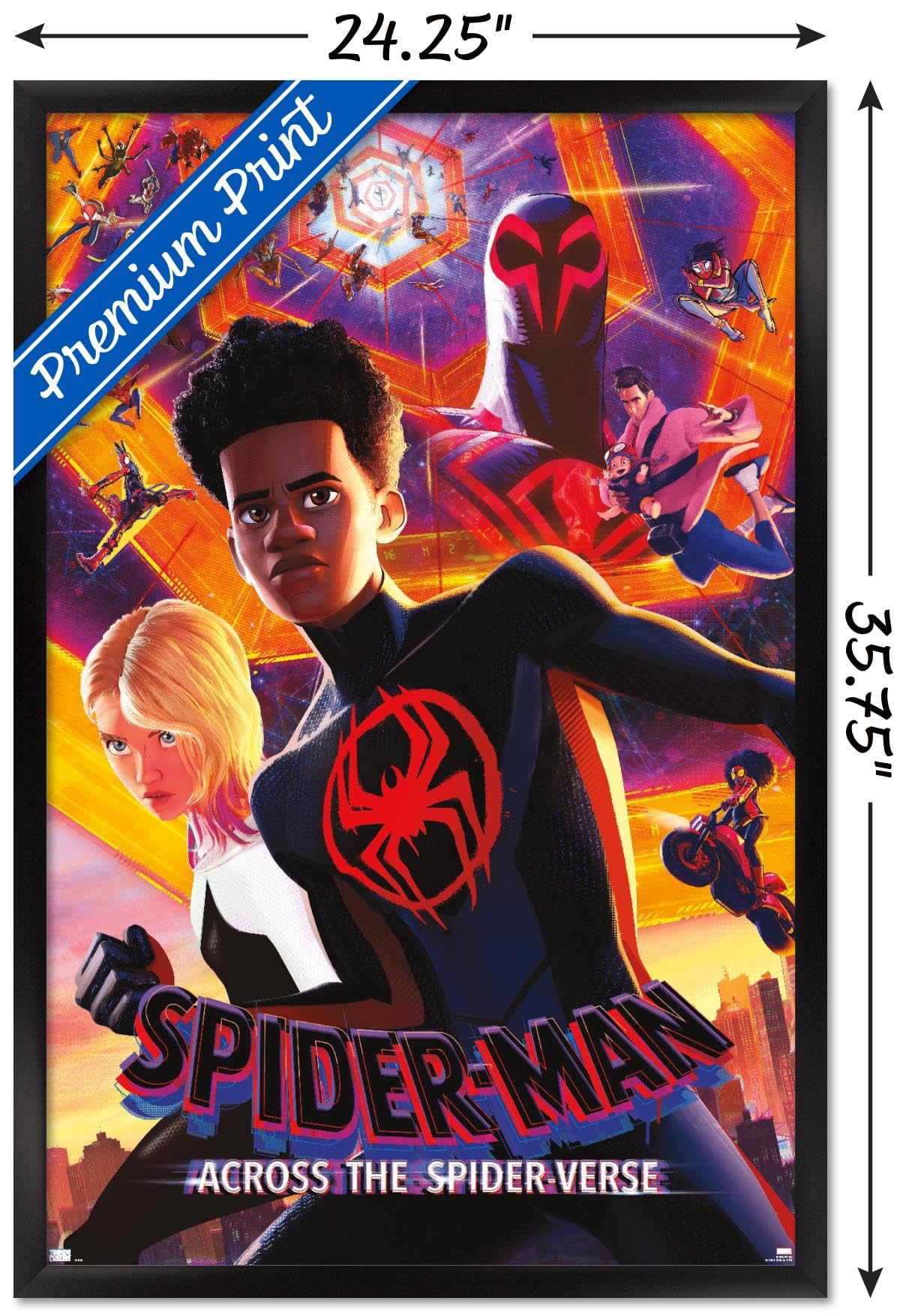 Trends International Marvel Spider-Man: Across The Spider-Verse - Group One Sheet Wall Poster, 22.37'' X 34.00'', Black Framed V