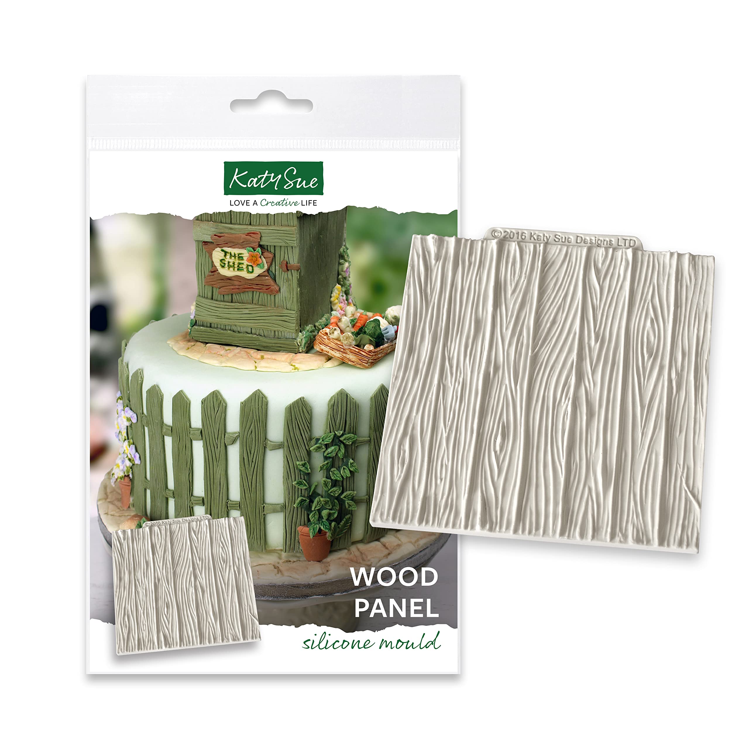 Katy Sue Wood Panel Silicone Mold For Cake Decorating & Crafts - Mold And Texture Size 102 X 102 X 3Mm / 4.02 X 4.02 X 0.12 Inch